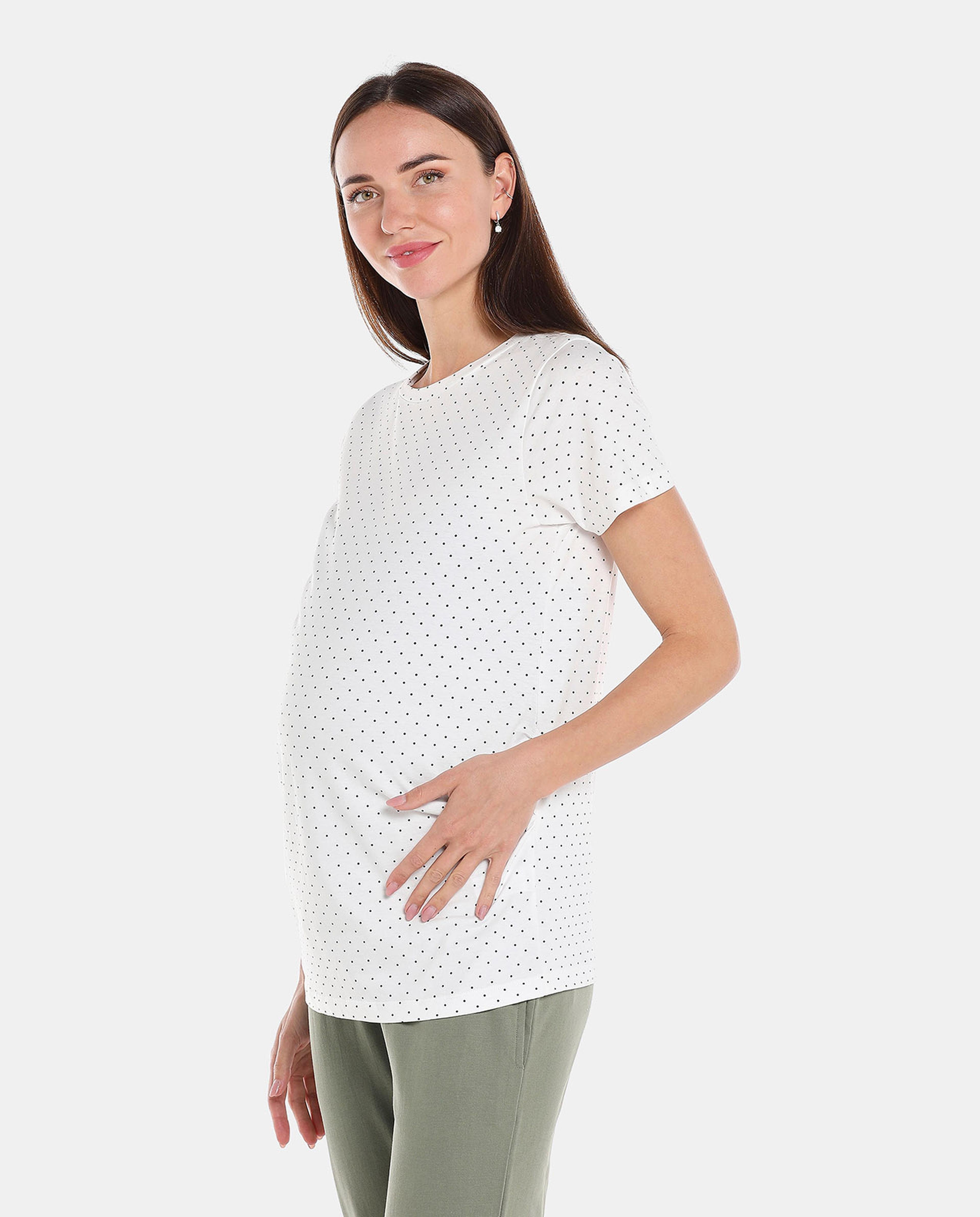 White Solid Maternity Top