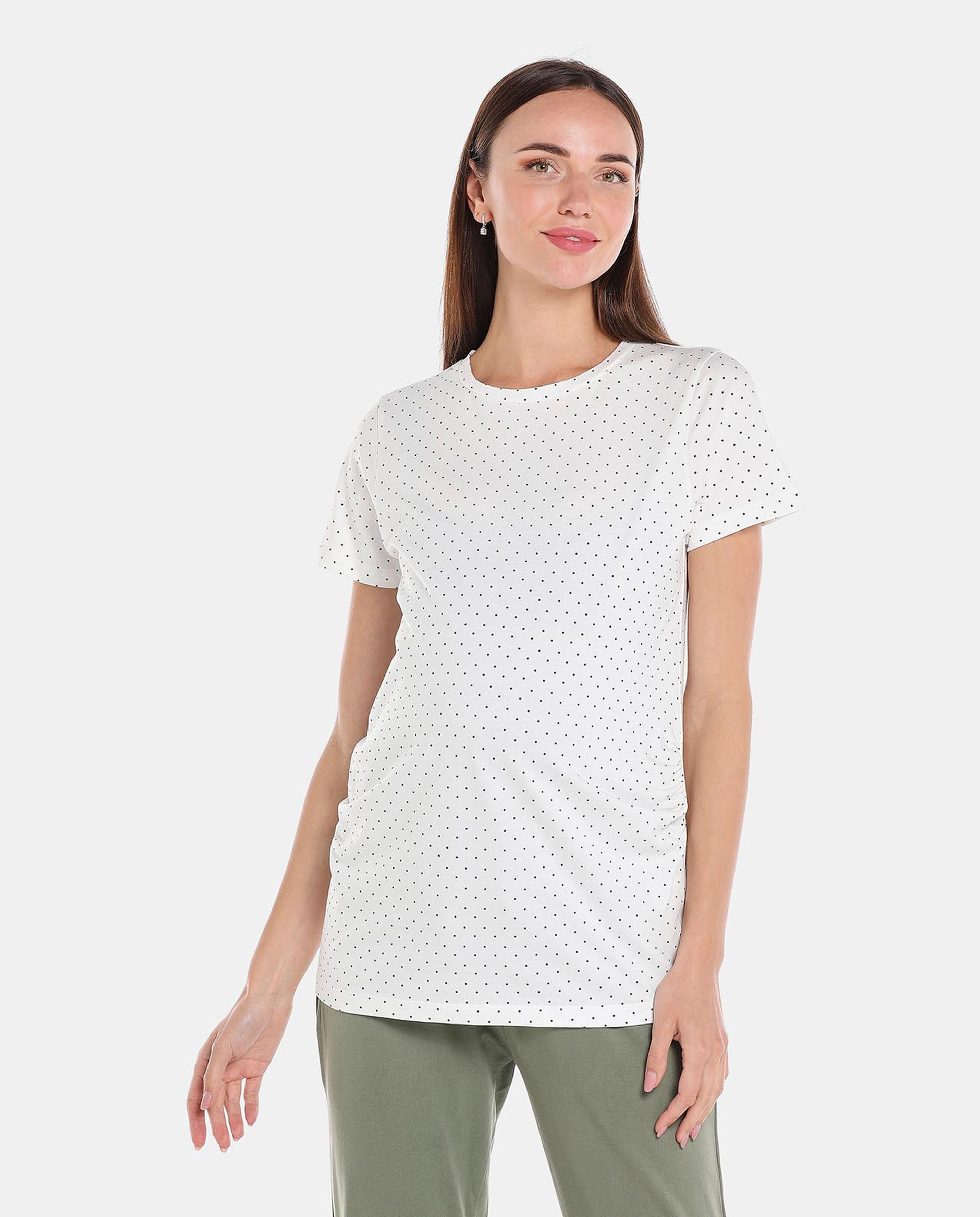White Solid Maternity Top