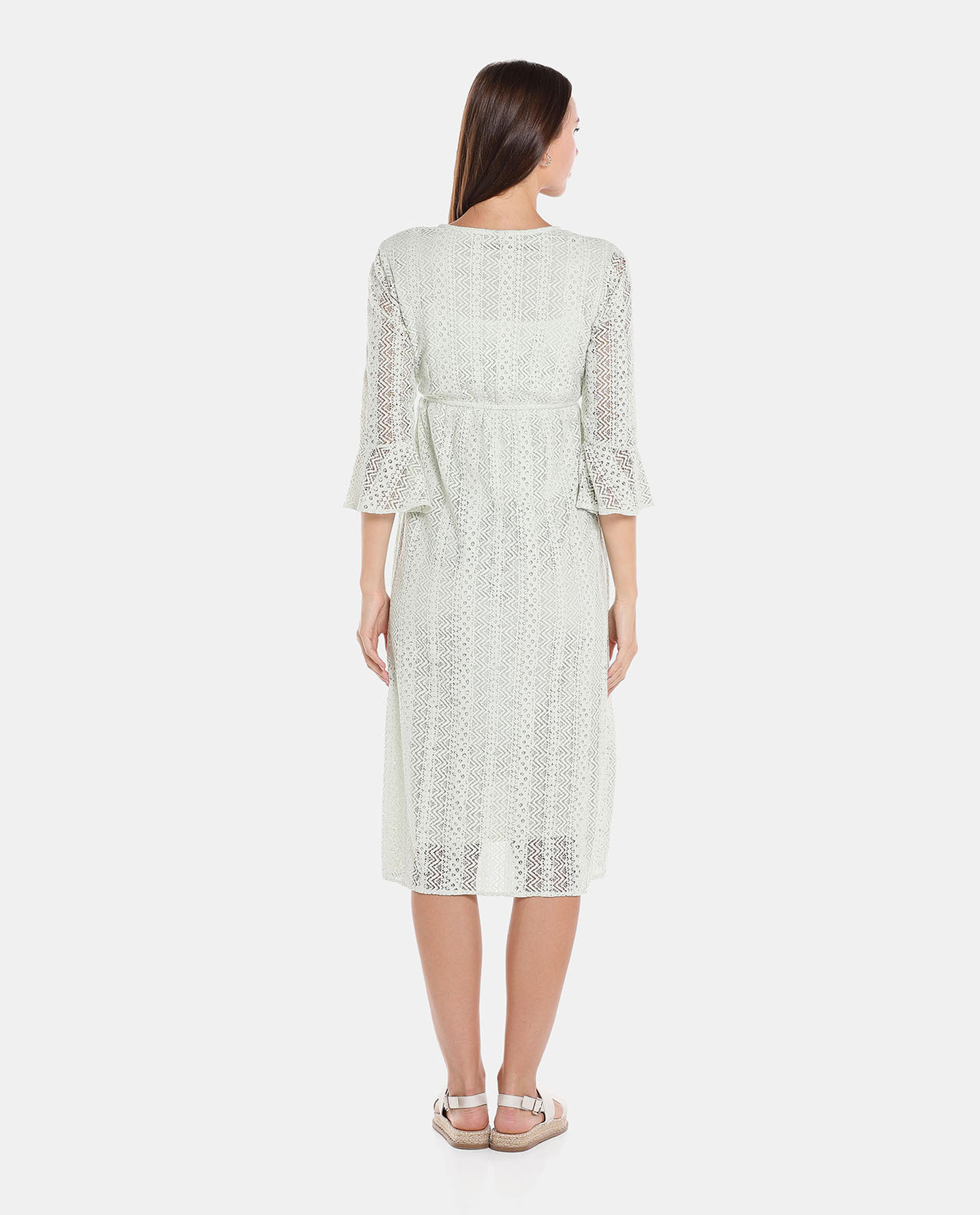 Green Lace Maternity Knit Dress