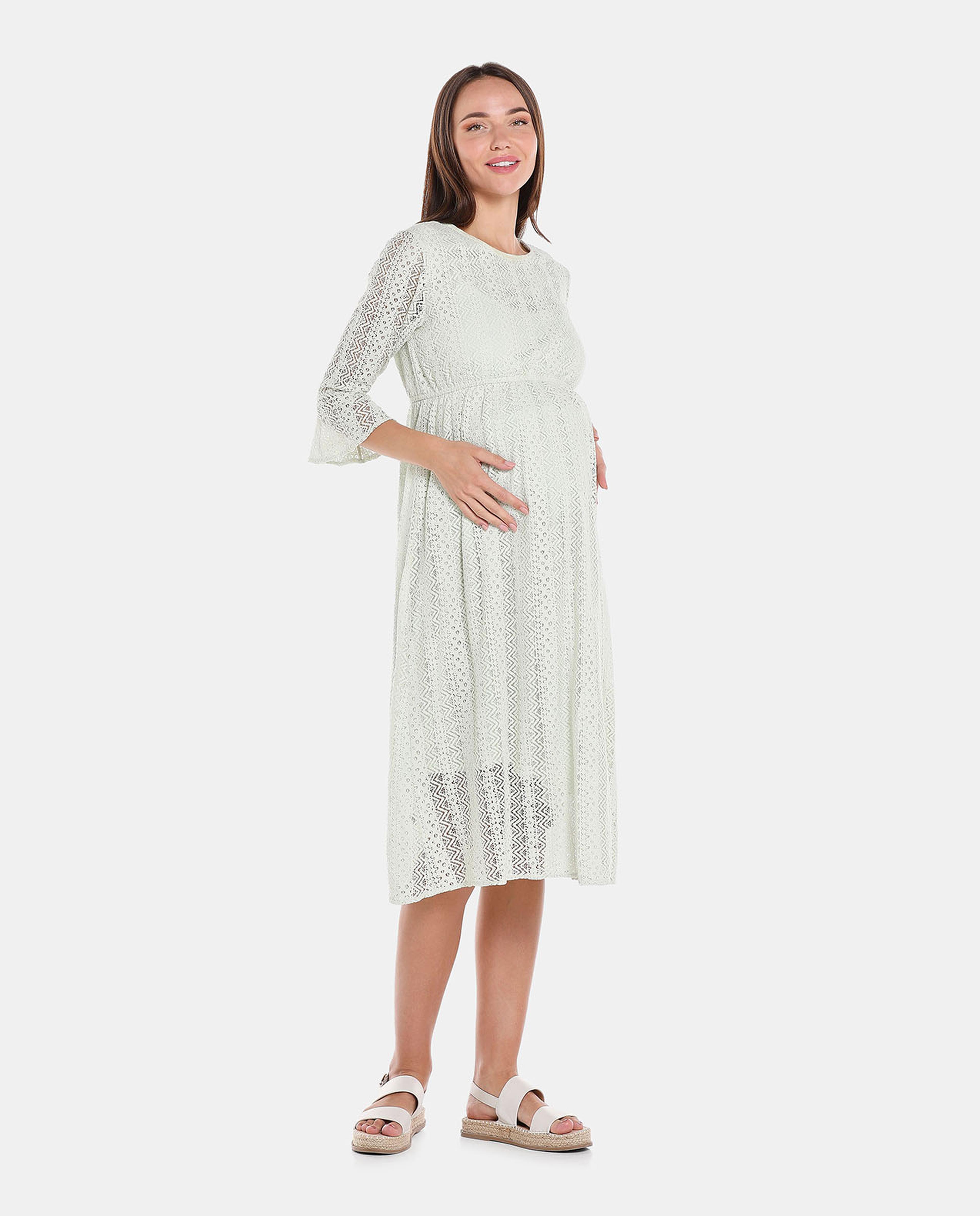 Green Lace Maternity Knit Dress