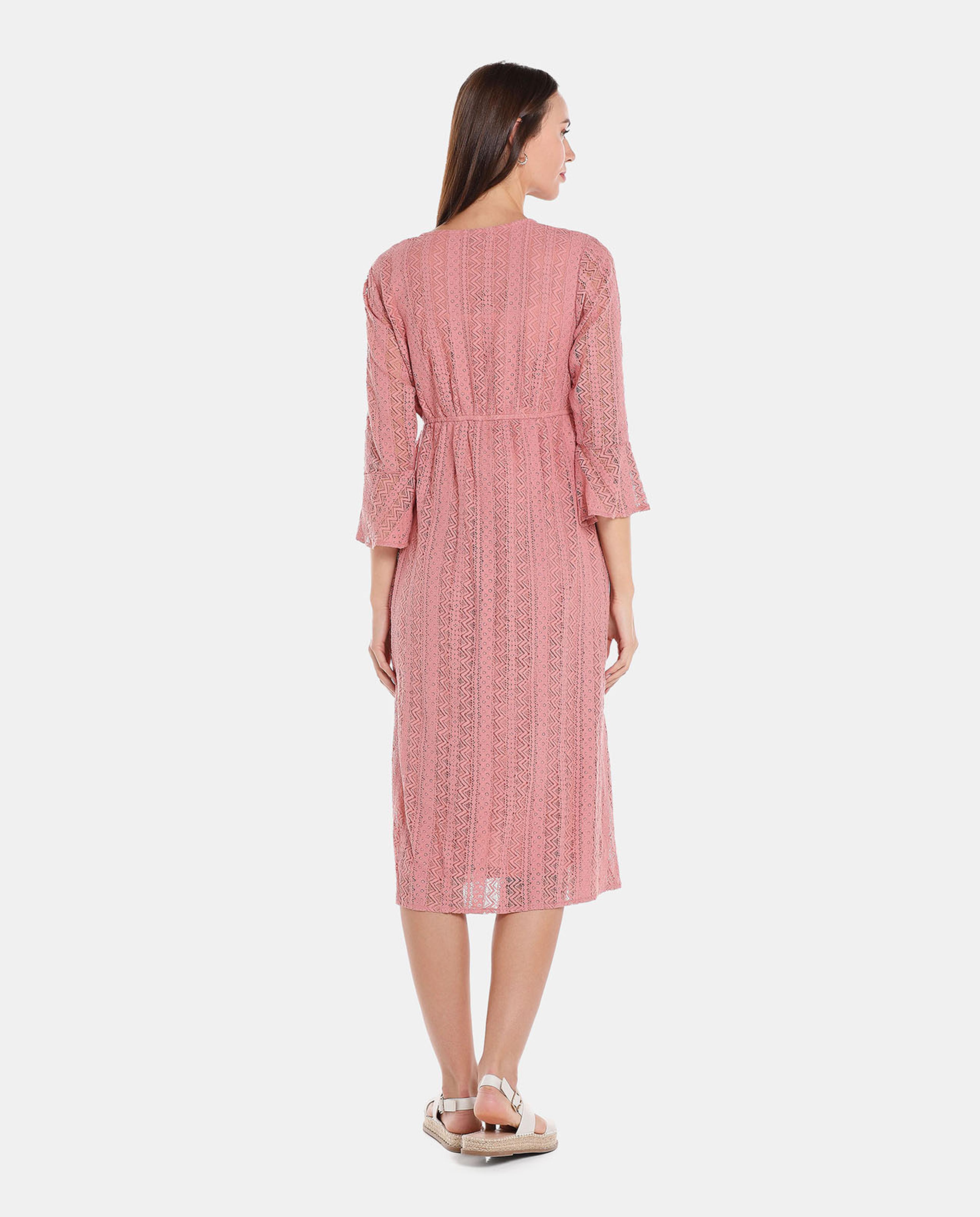 Pink Lace Maternity Knit Dress