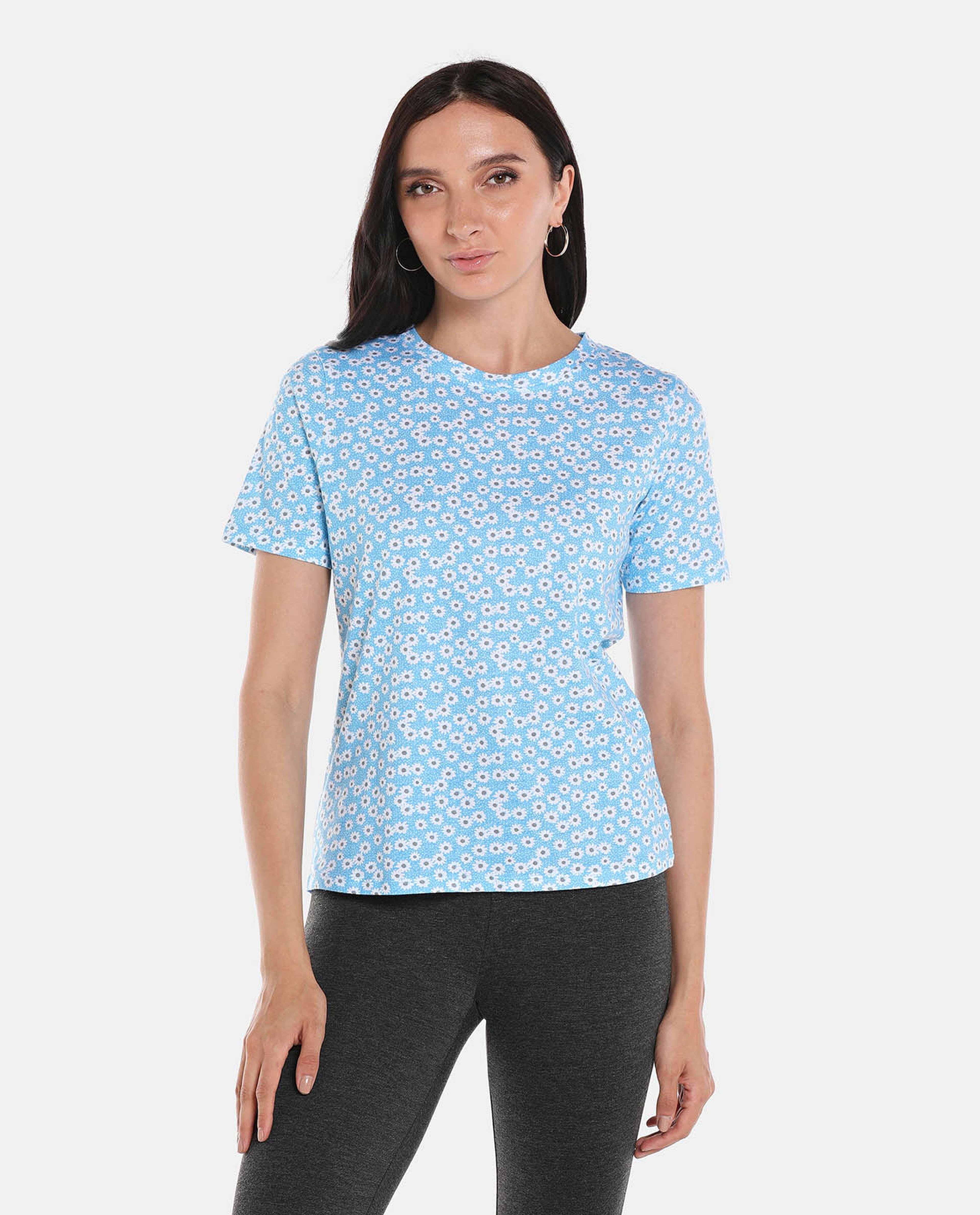 Blue All Over Print Casual Top