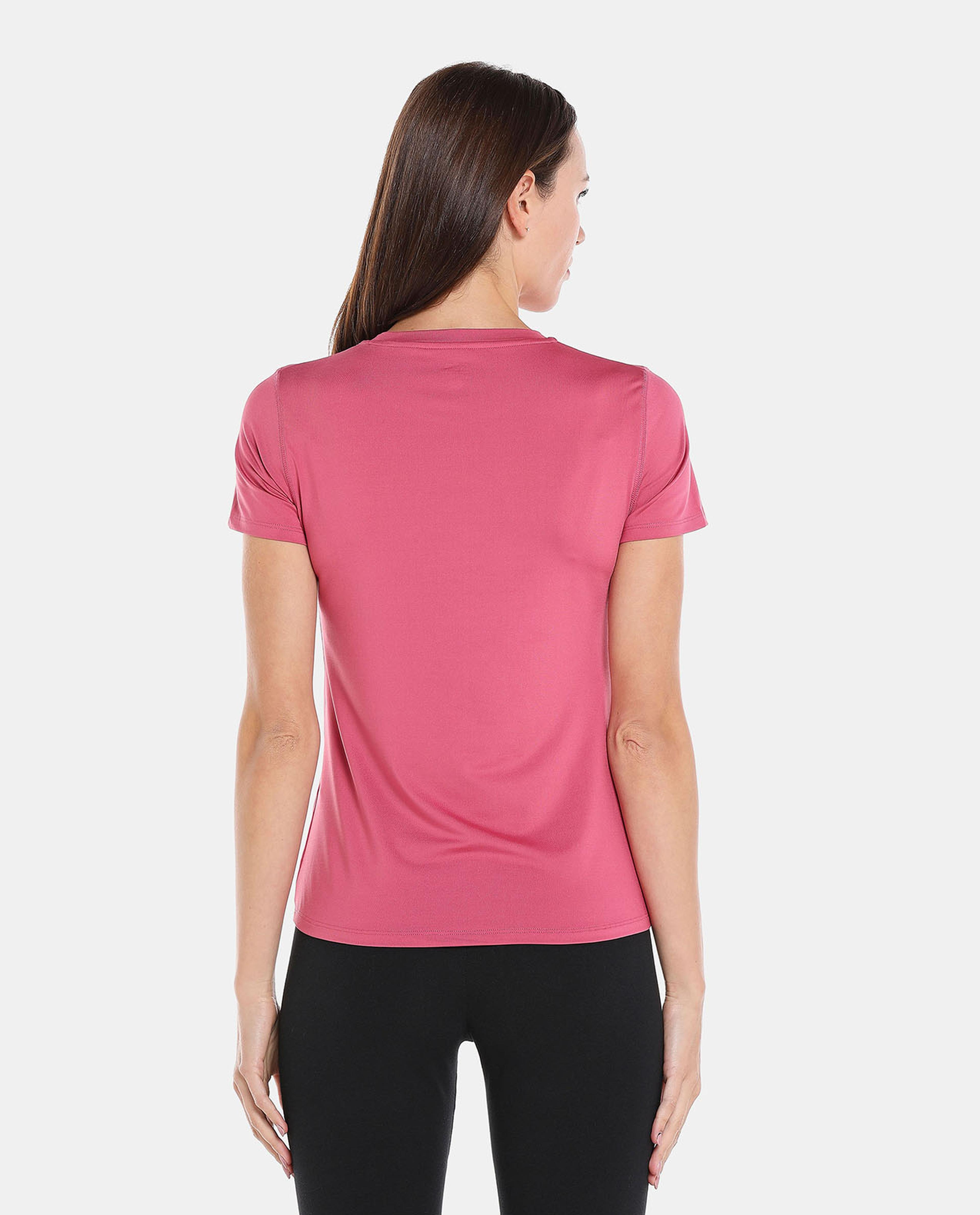 Pink Printed Regular Fit Activewear T-Shirt