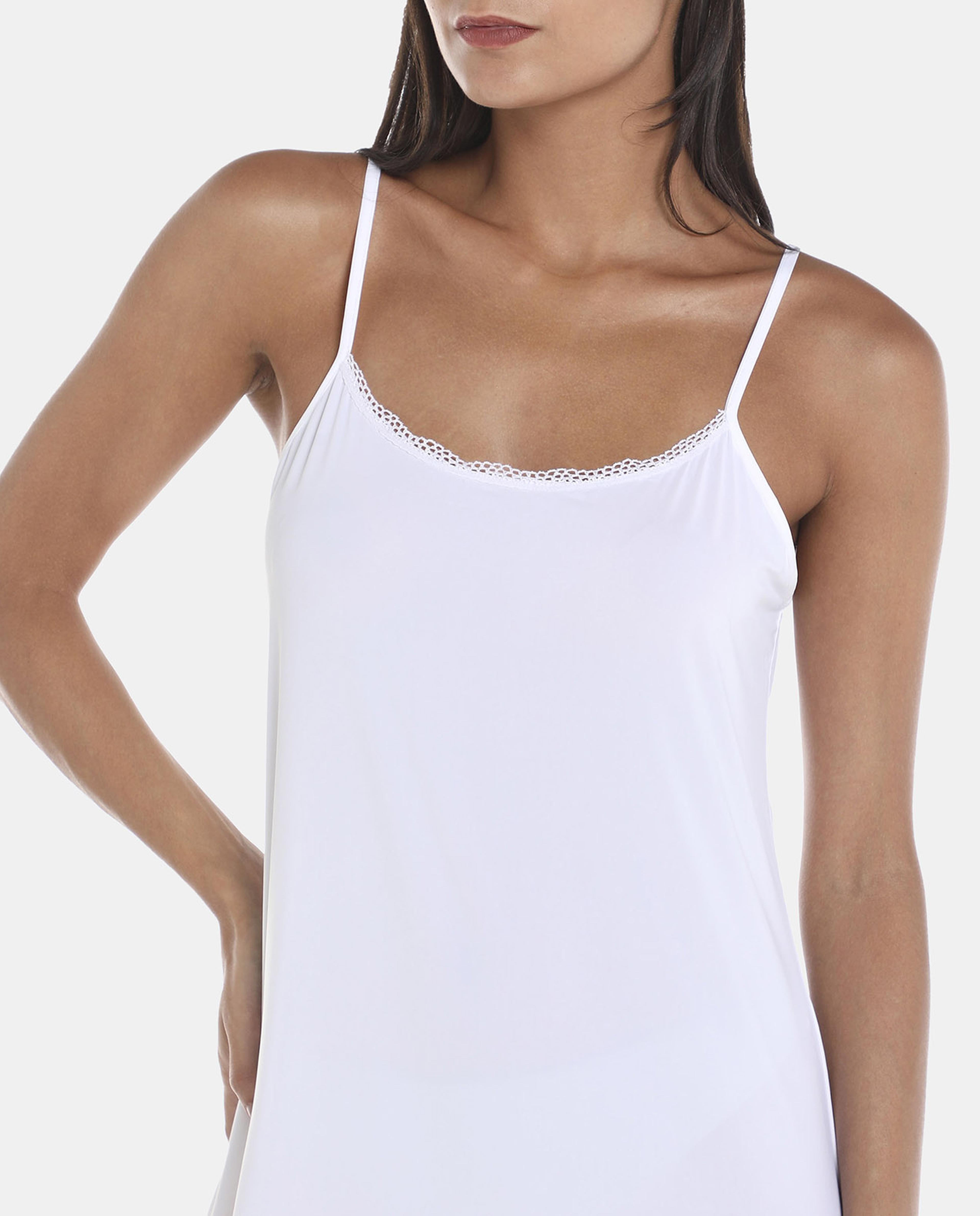 R&B White Solid Cami Maxi Dress