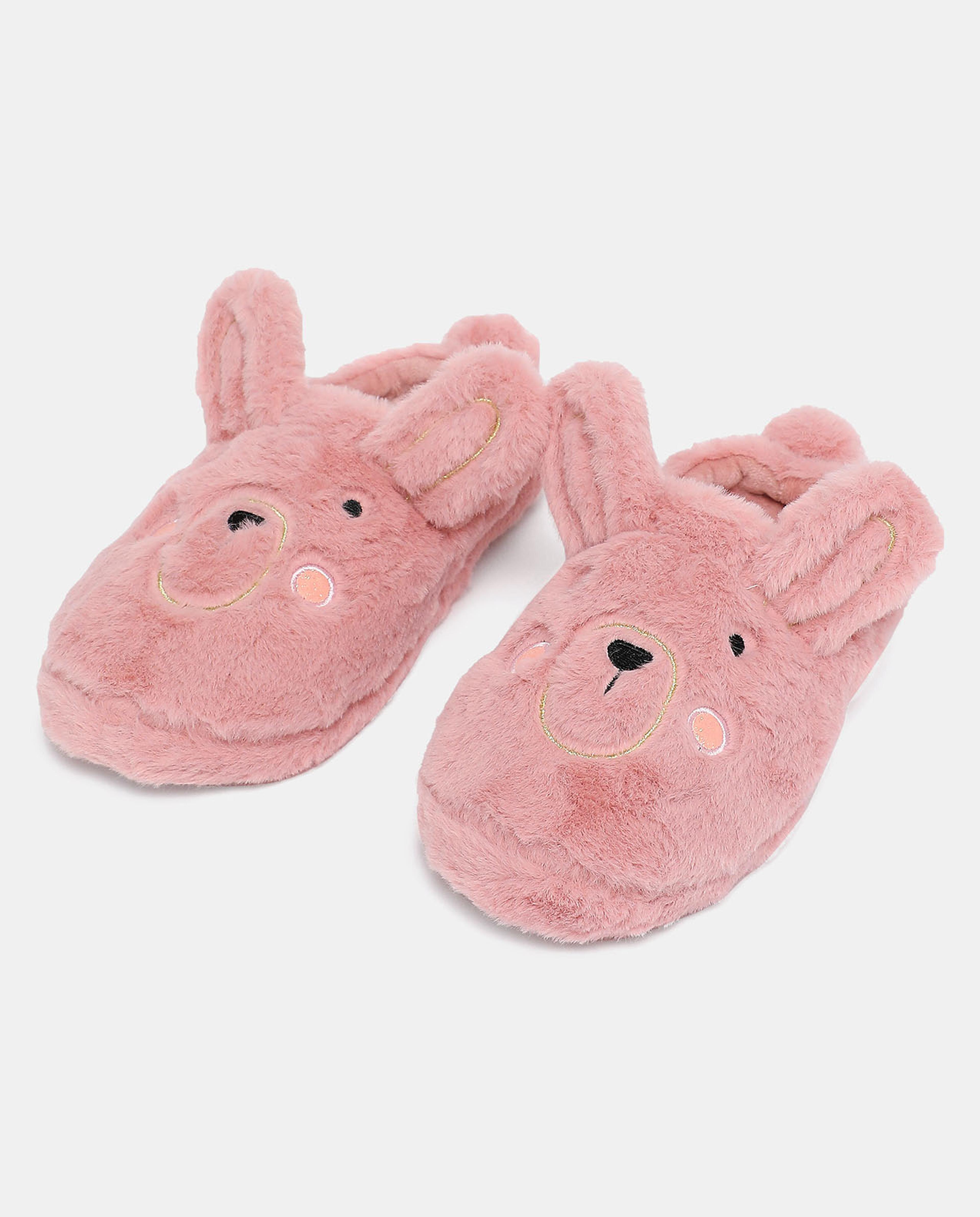 R&B Pink Fuzzy Room Slippers