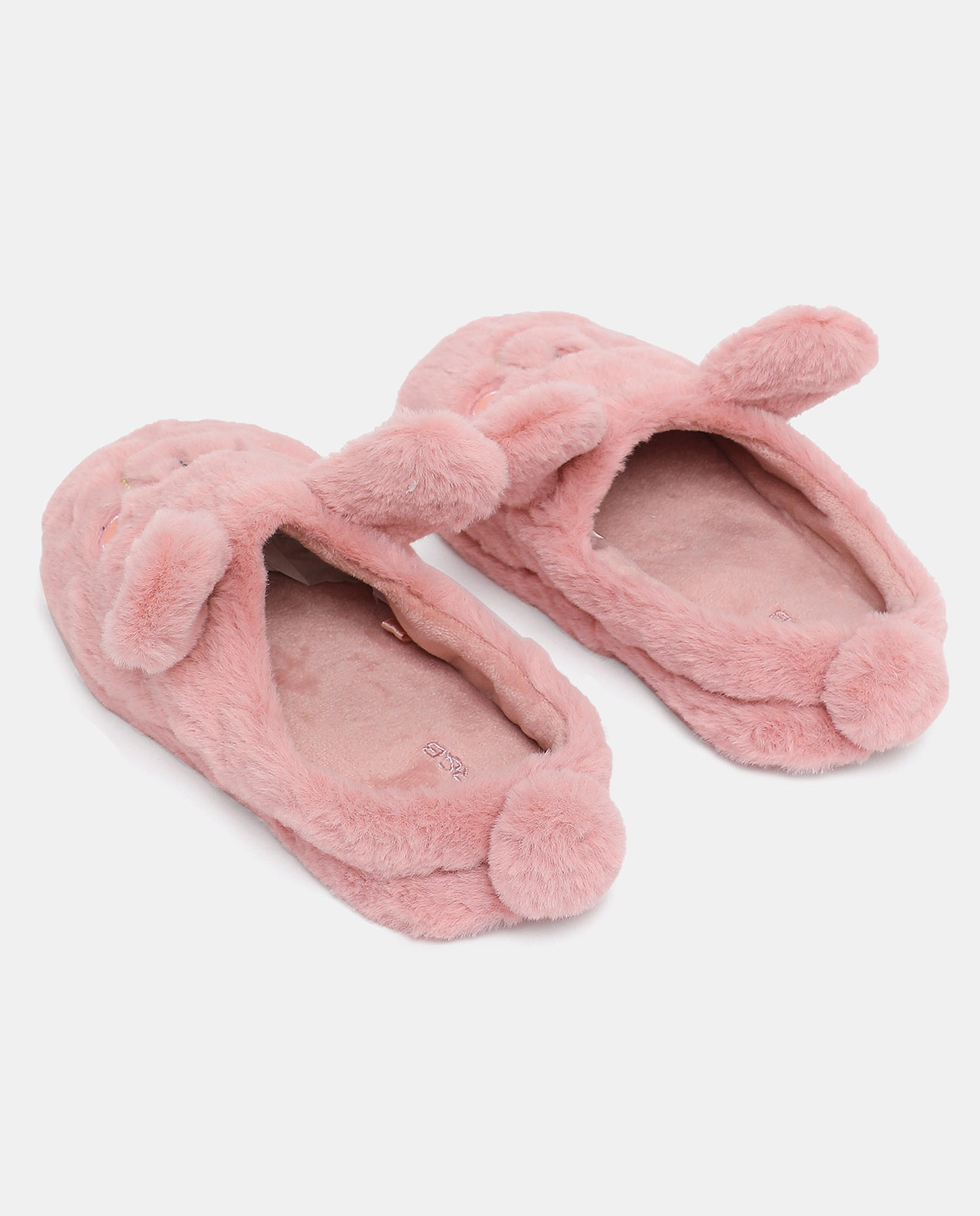 R&B Pink Fuzzy Room Slippers