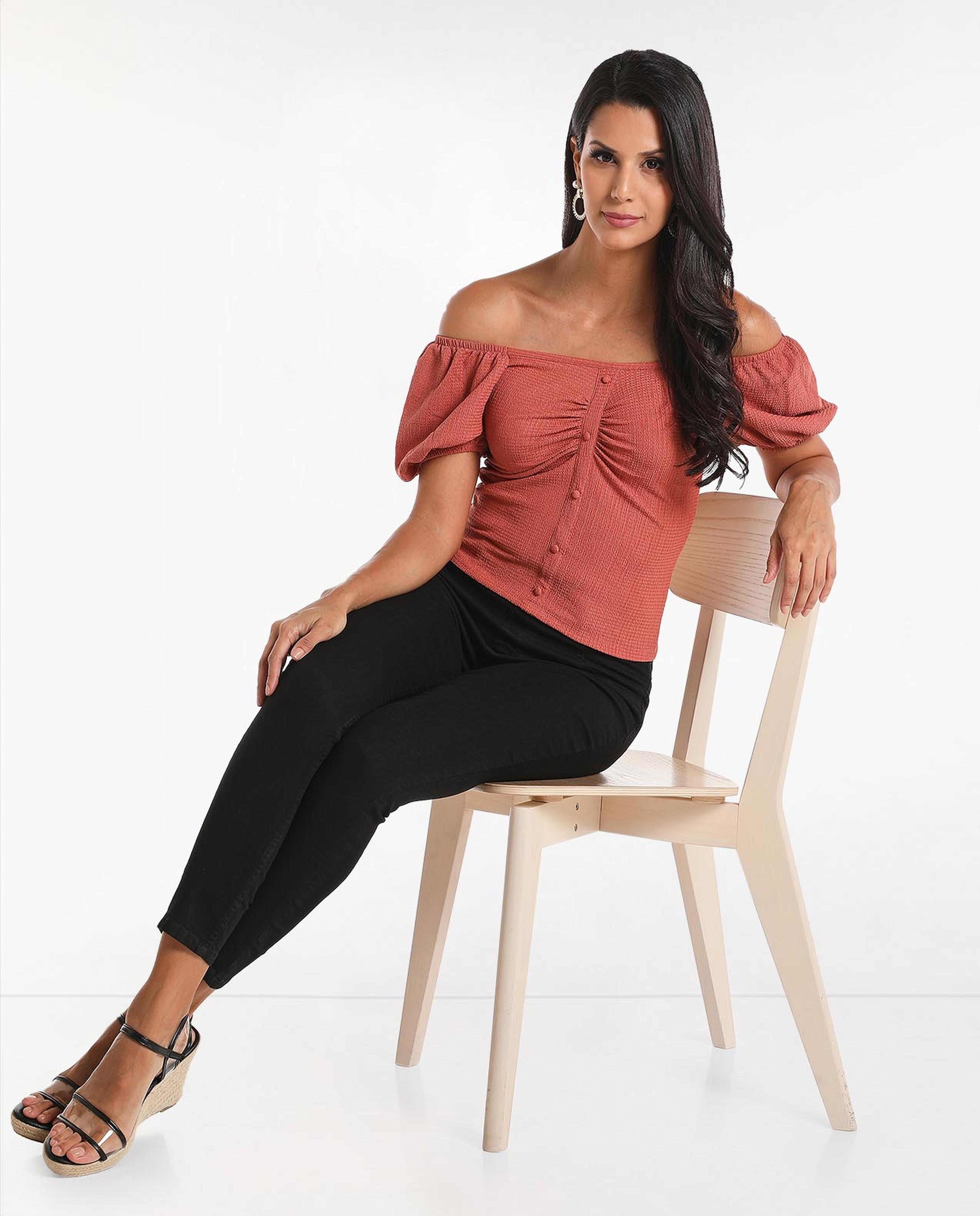 Solid Off Shoulder Bardot Knit Top