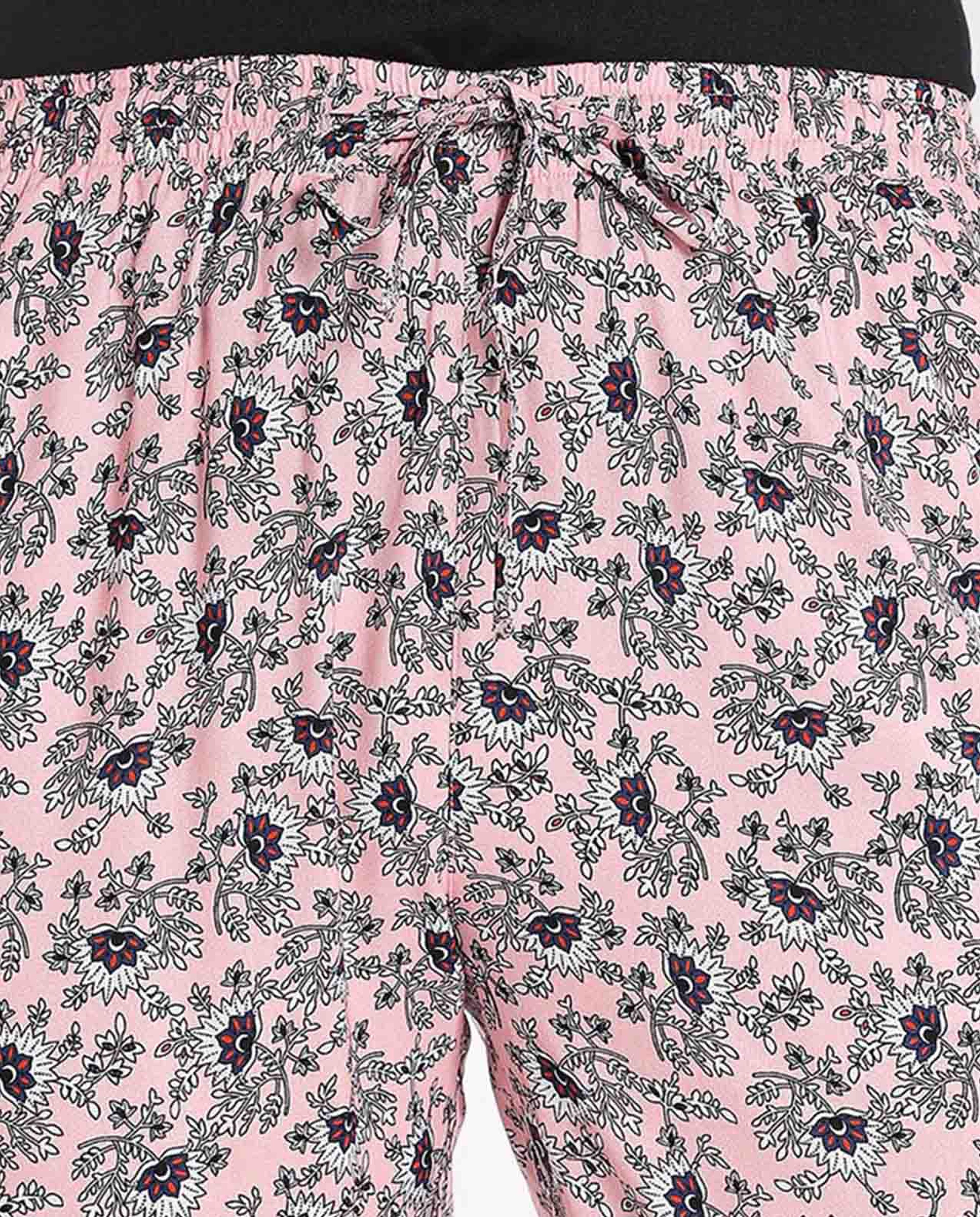 Printed Woven Pajama Pants with Drawstring Waist