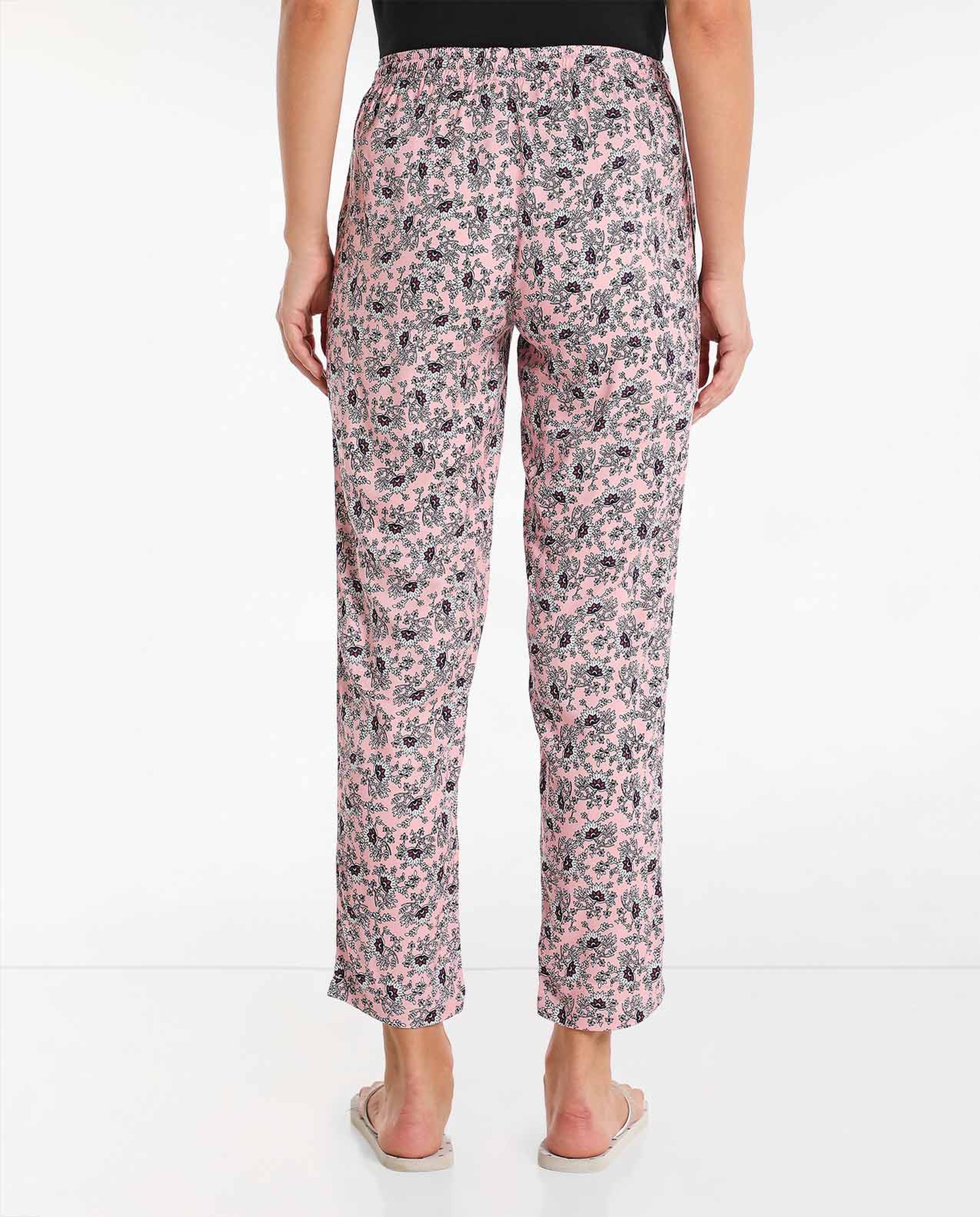 Printed Woven Pajama Pants with Drawstring Waist