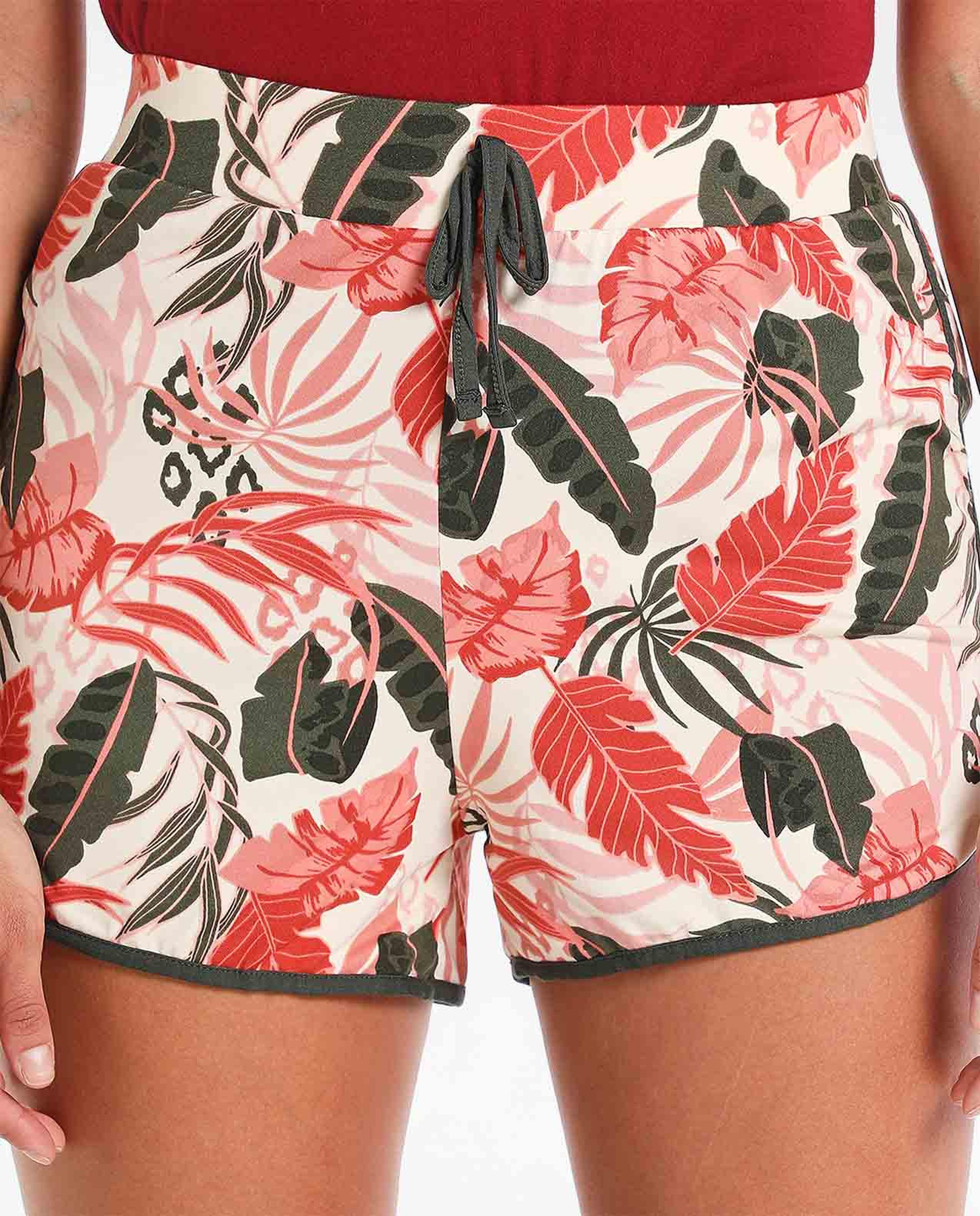 Printed Beach Shorts with Elasticated Drawstring Waist