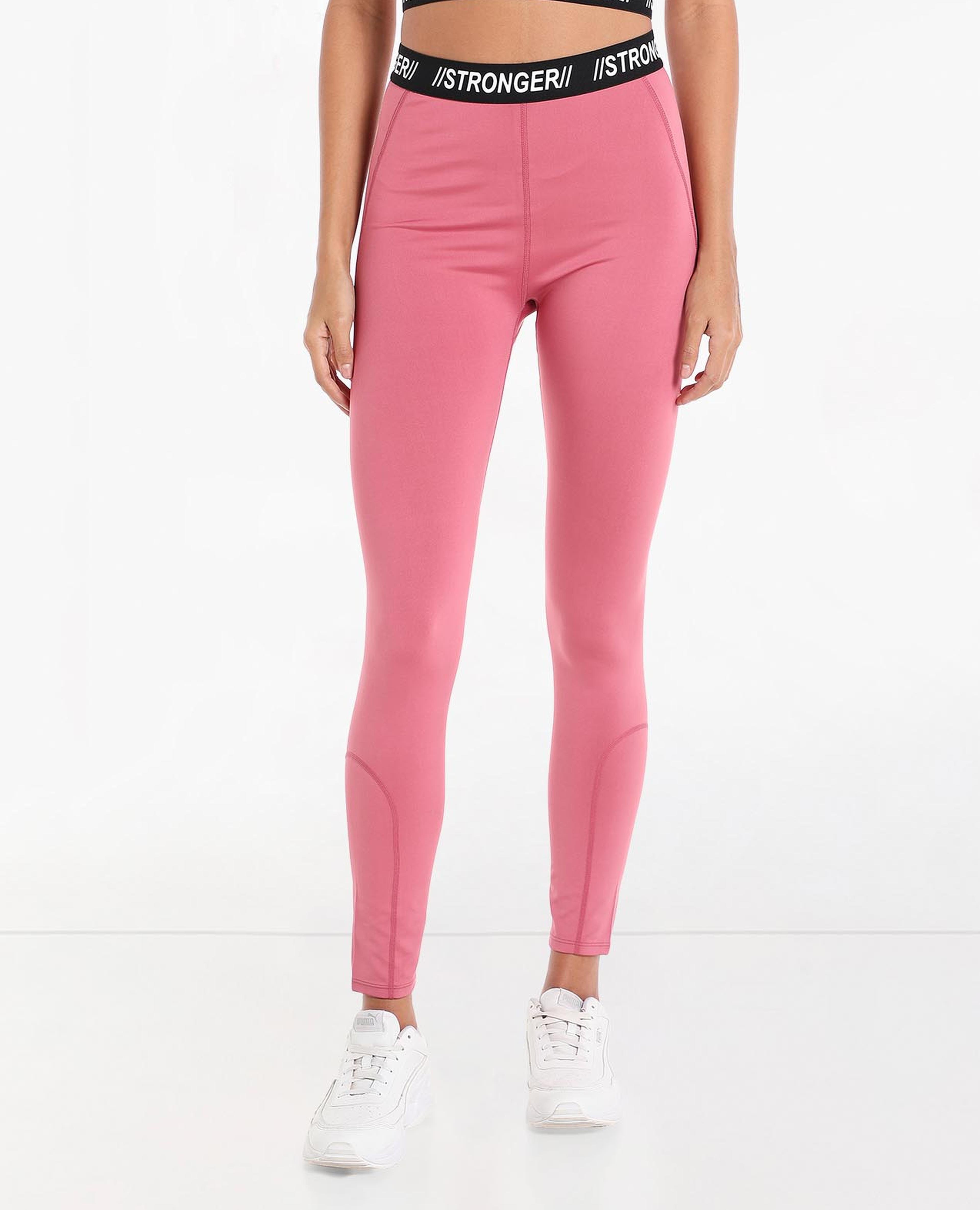 Buy Pink Cotton High-Waist Leggings online in Dubai