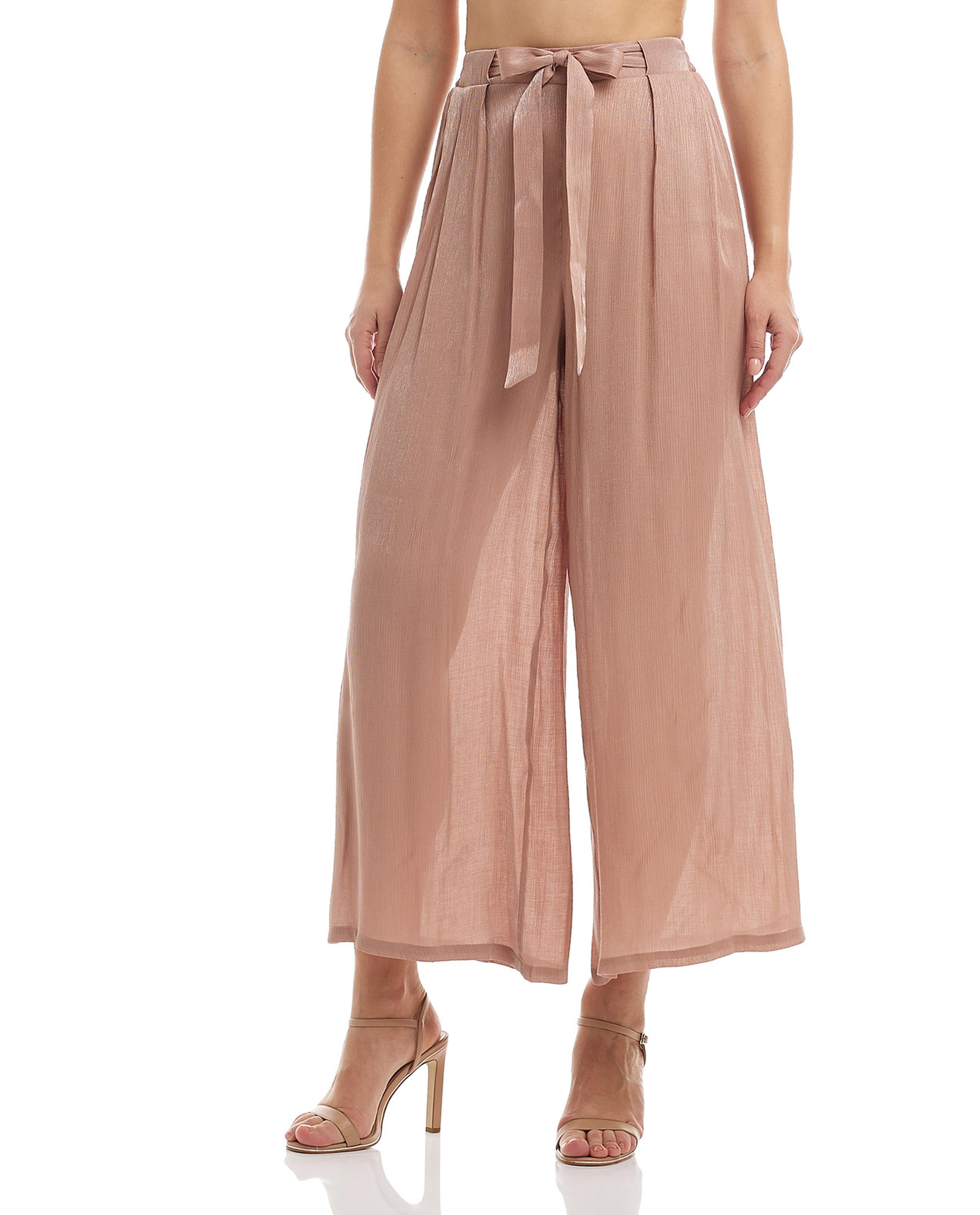 Solid Culottes with Tie-Waist