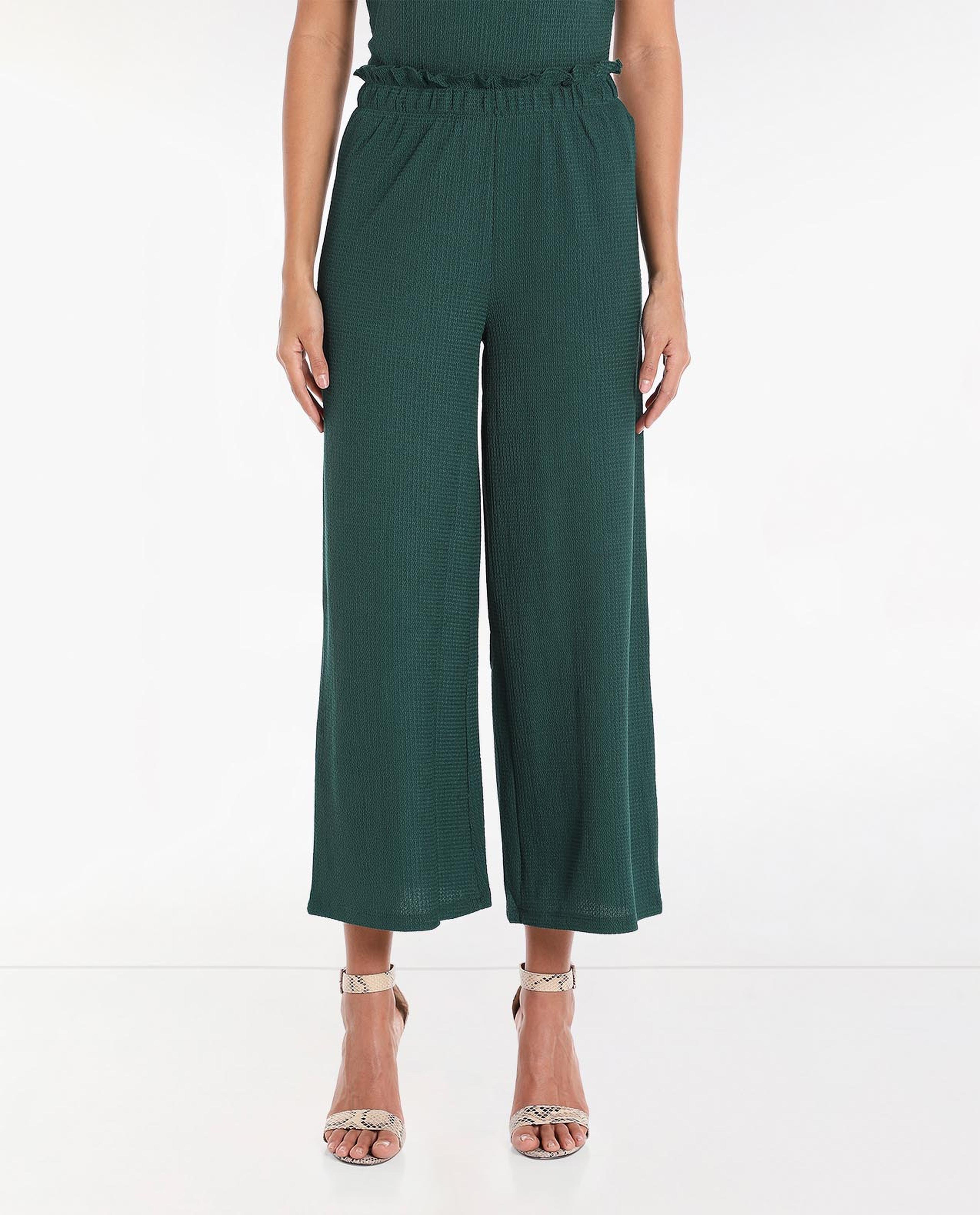 Solid Mid-Rise Culottes with Slip-On Closure