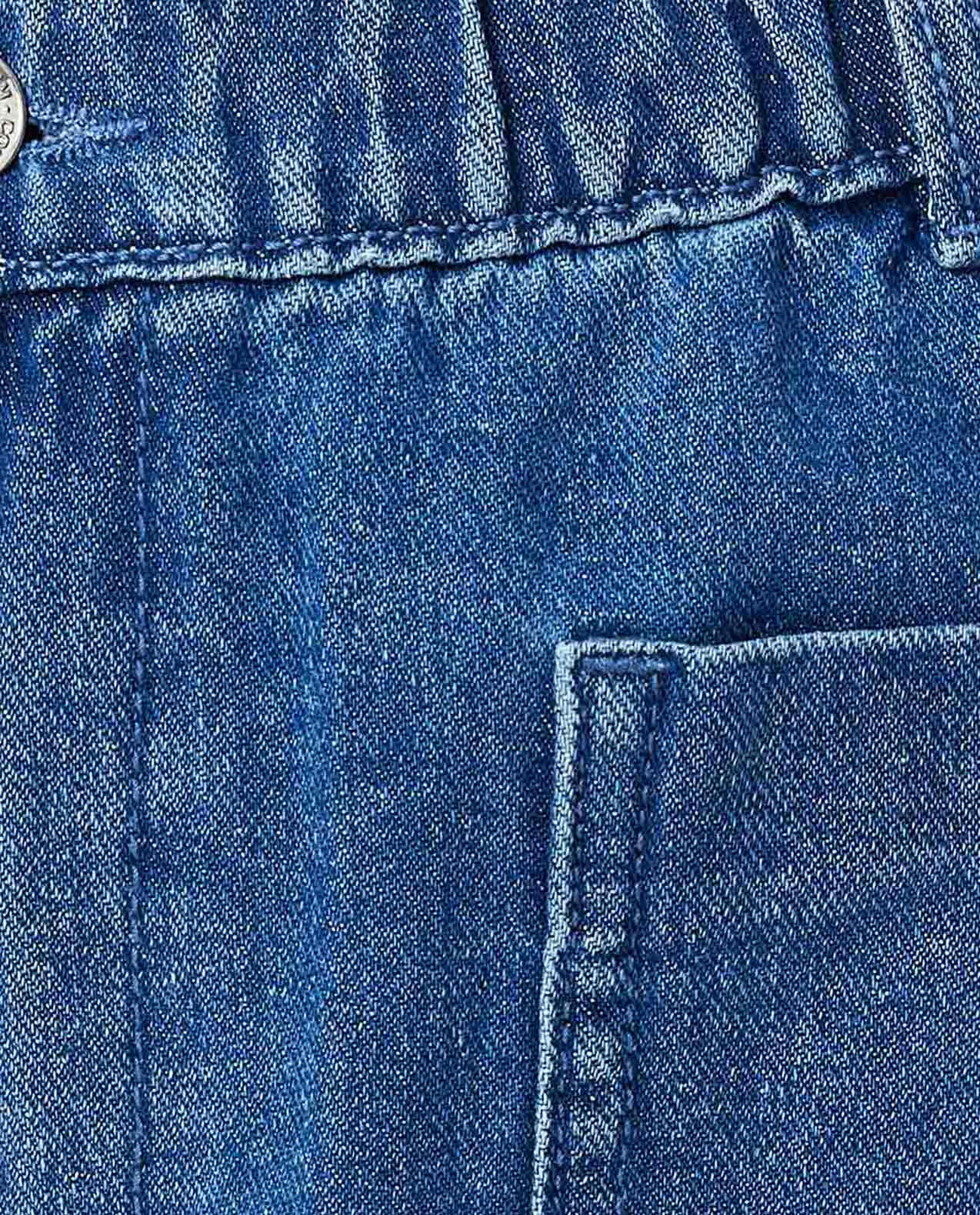 Solid Paperbag Denim Shorts