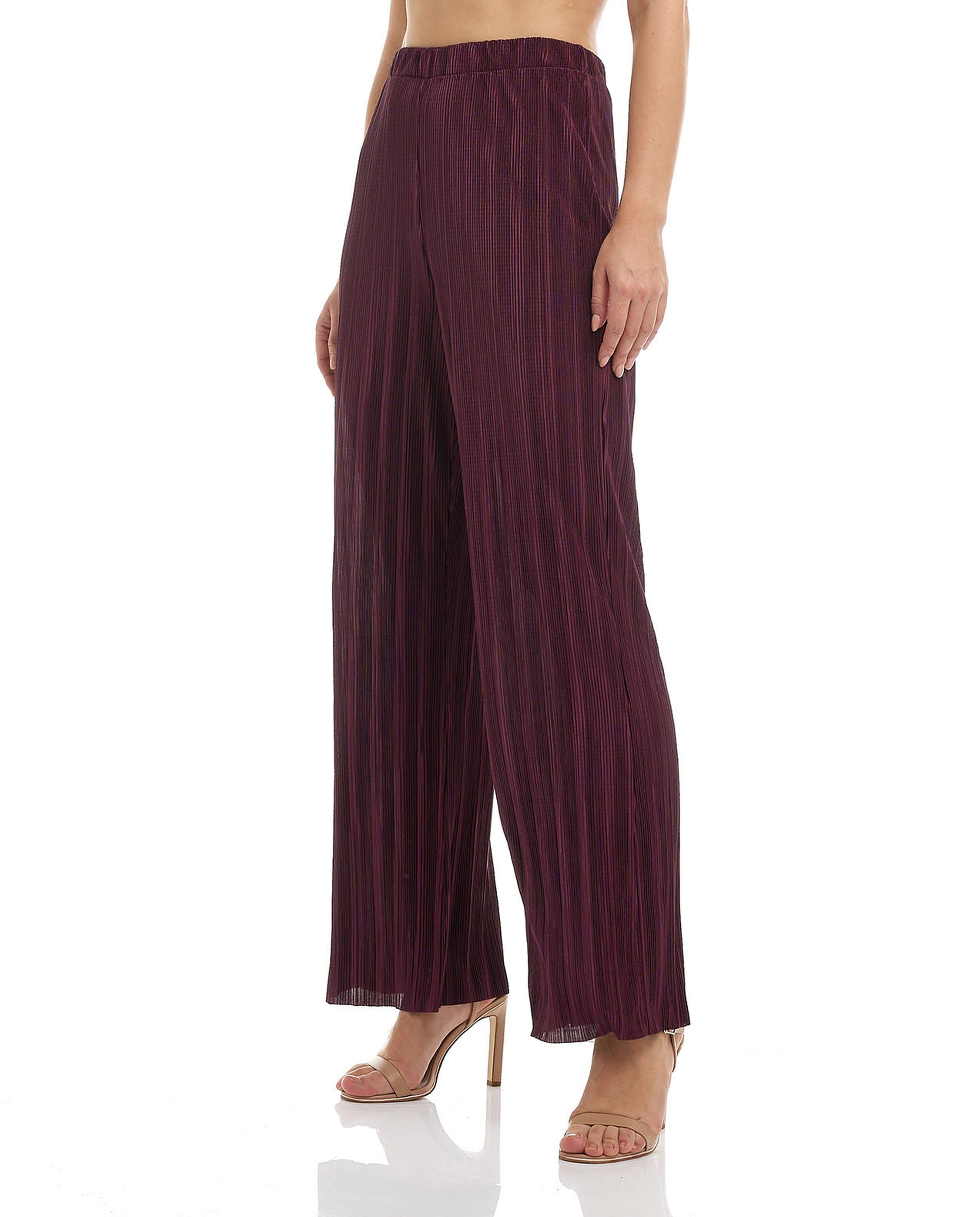 Solid Parallel Pants with Elastic Waist
