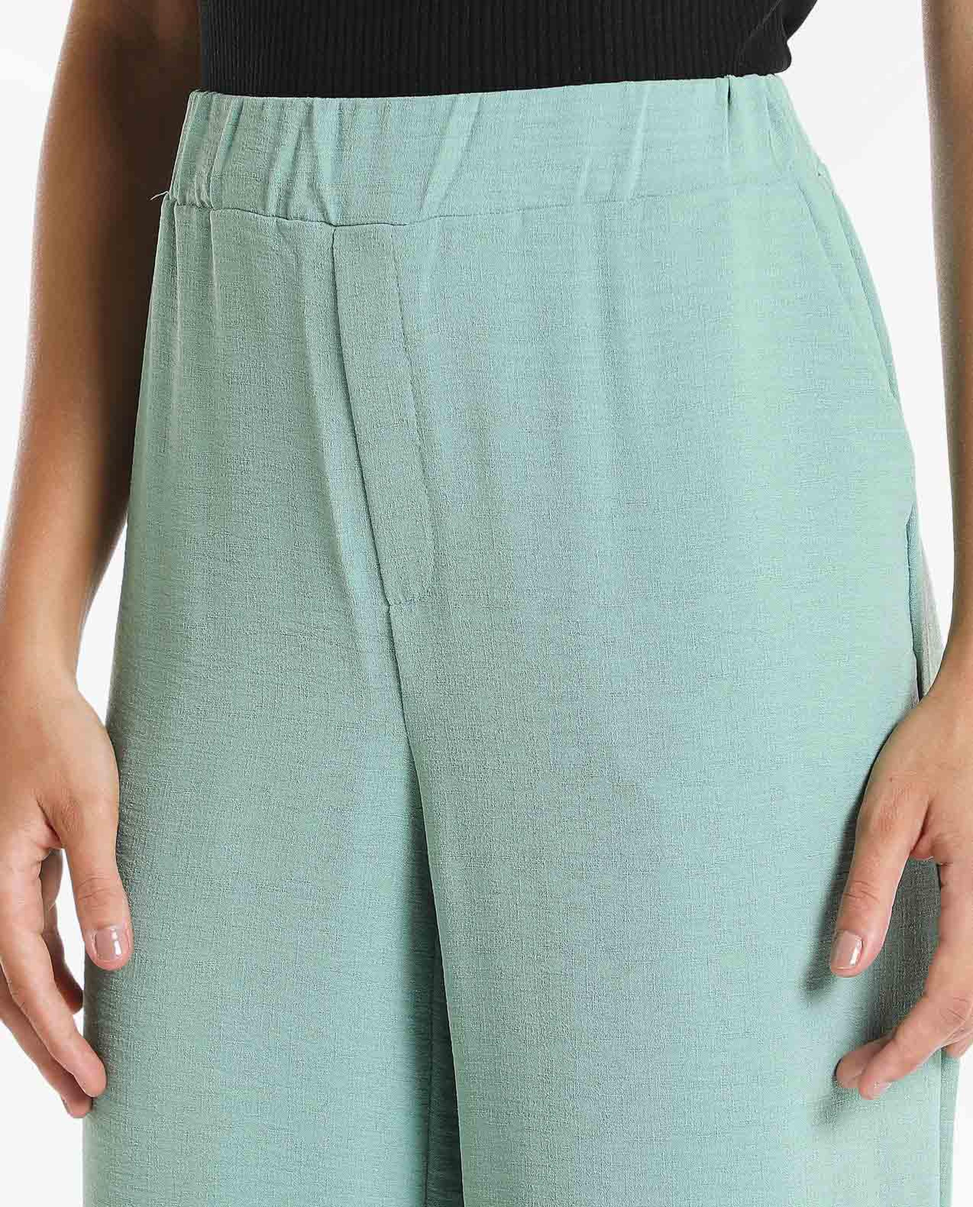 Solid Parallel Trousers with Slip-On Closure