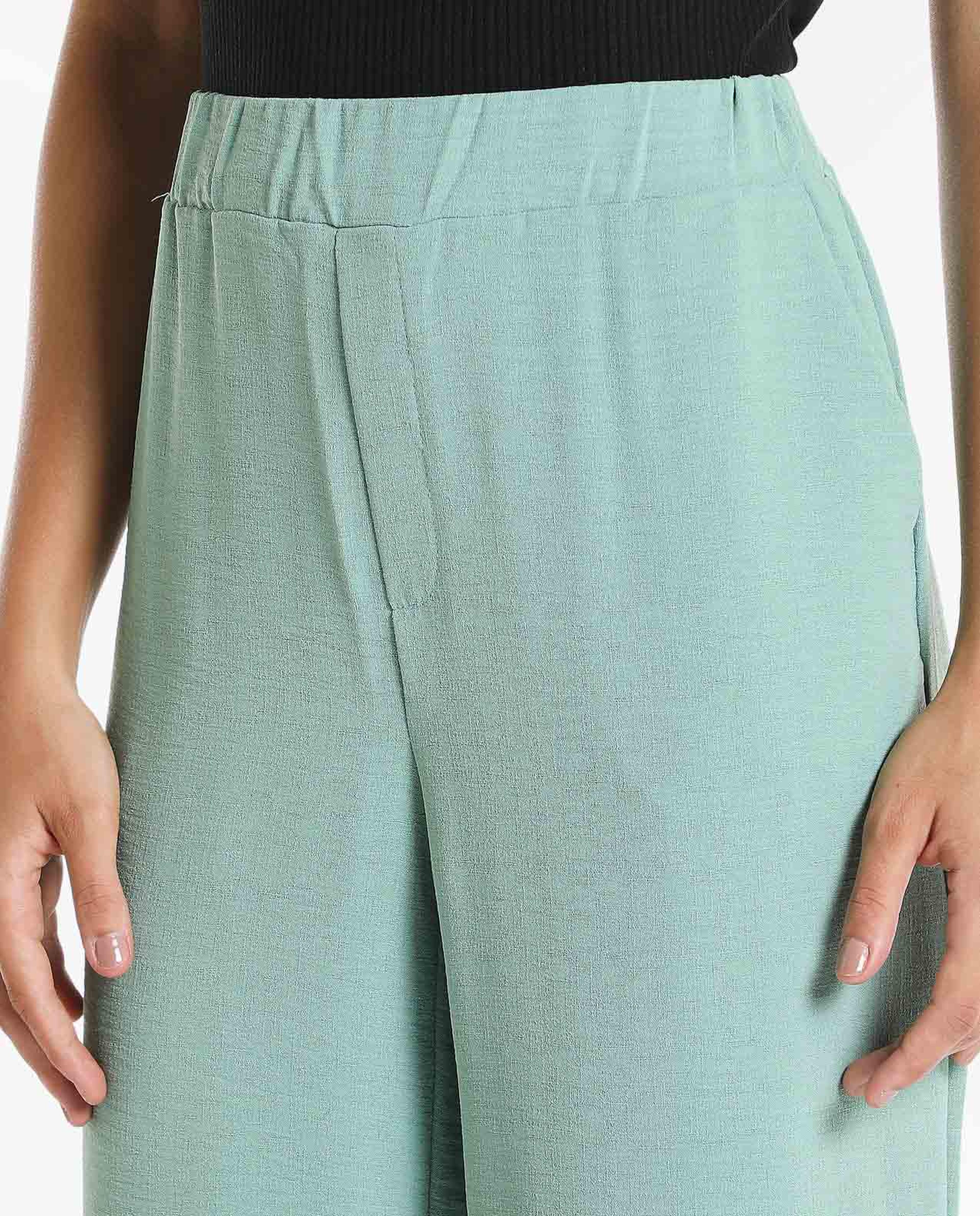 Solid Parallel Trousers with Slip-On Closure