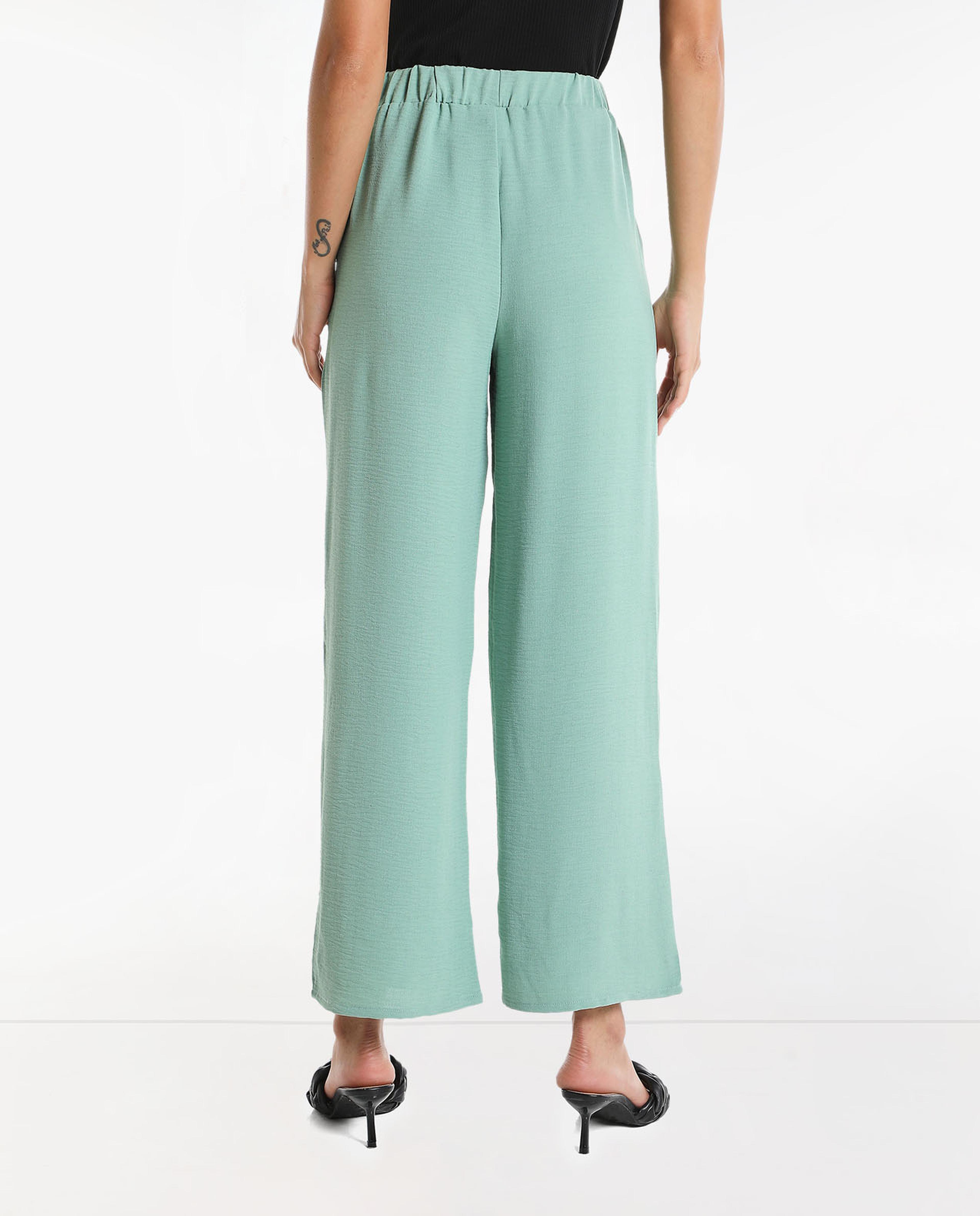Solid Parallel Trousers with Slip-On Closure