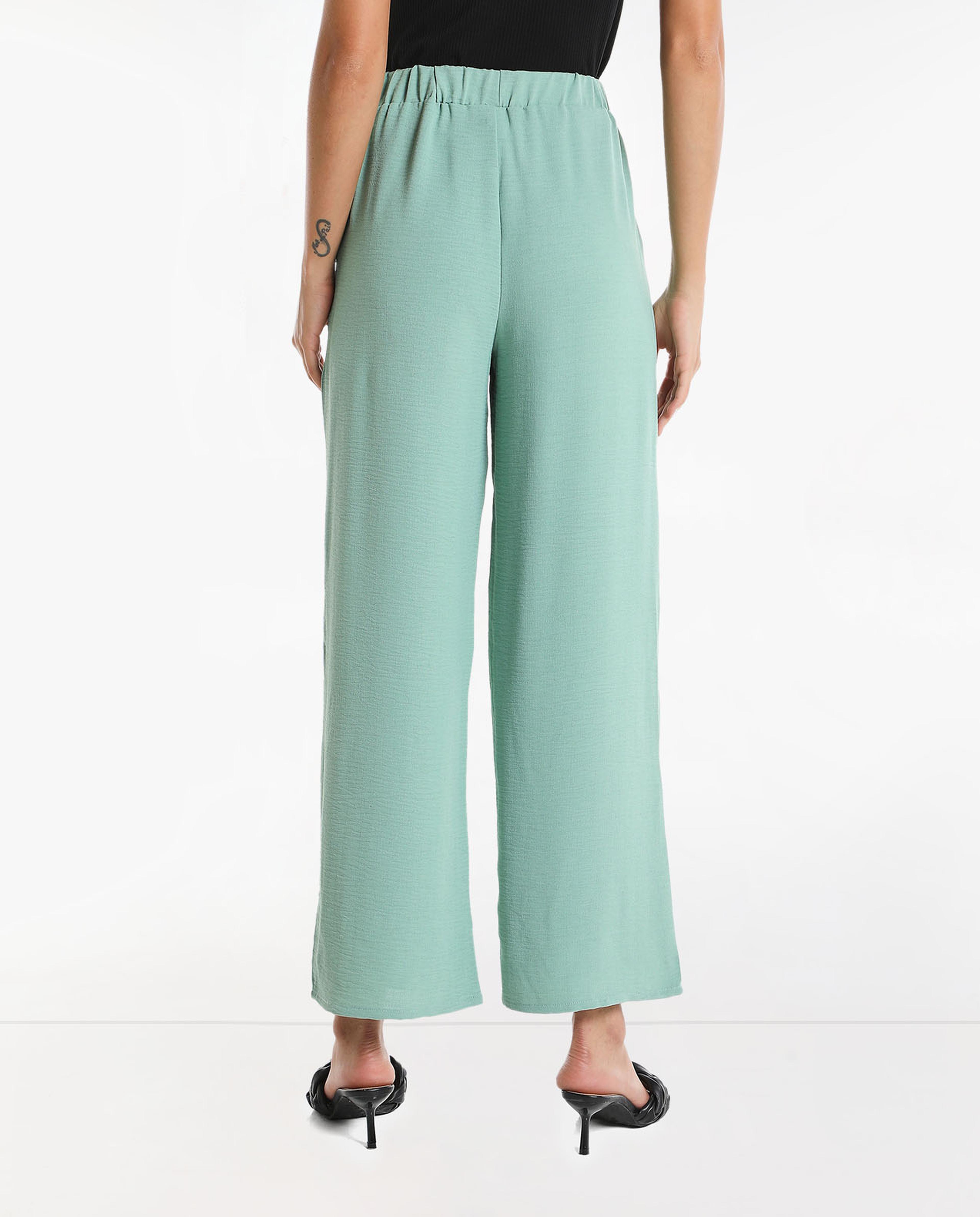 Solid Parallel Trousers with Slip-On Closure