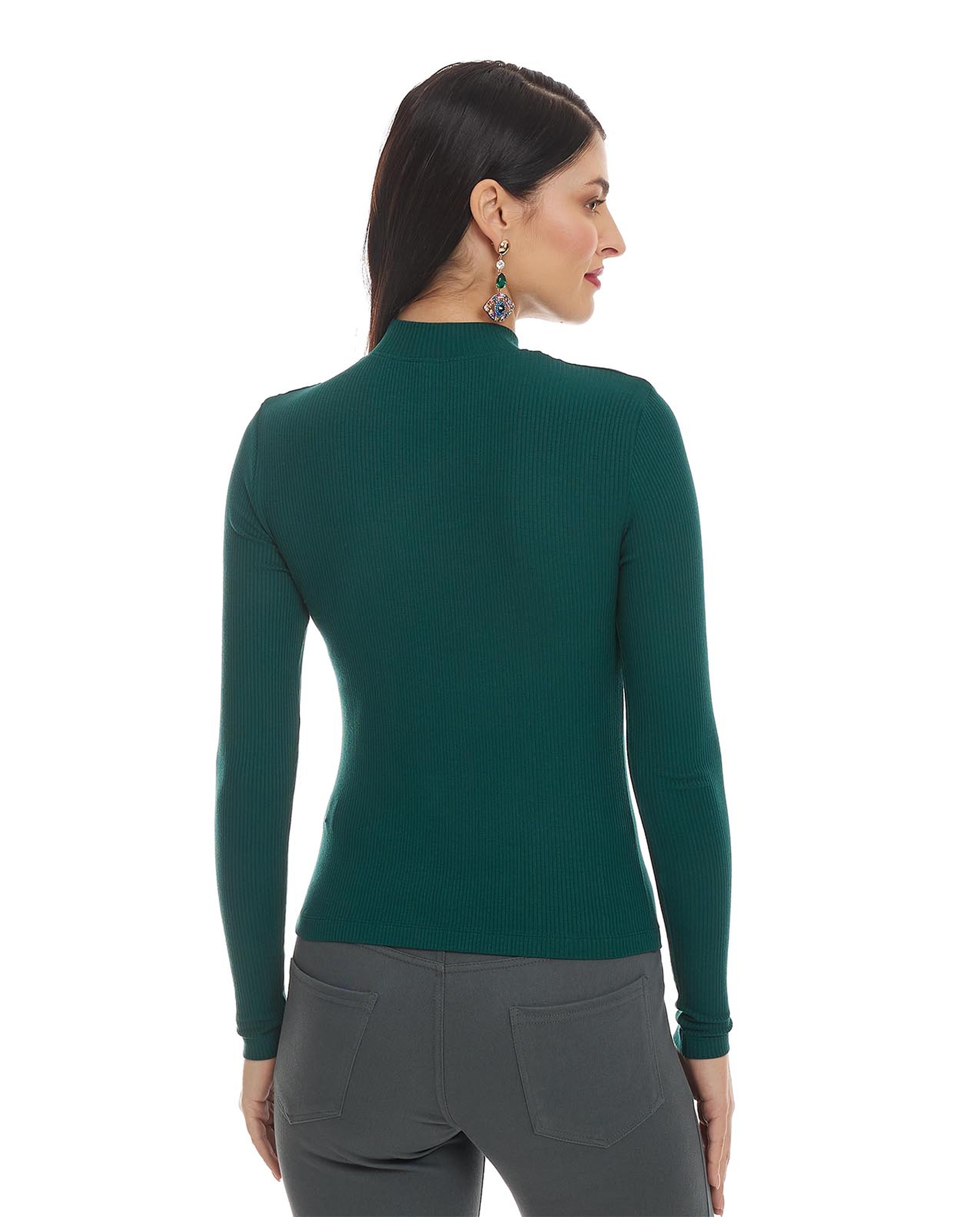 Solid Top with Mock Neck and Long Sleeves