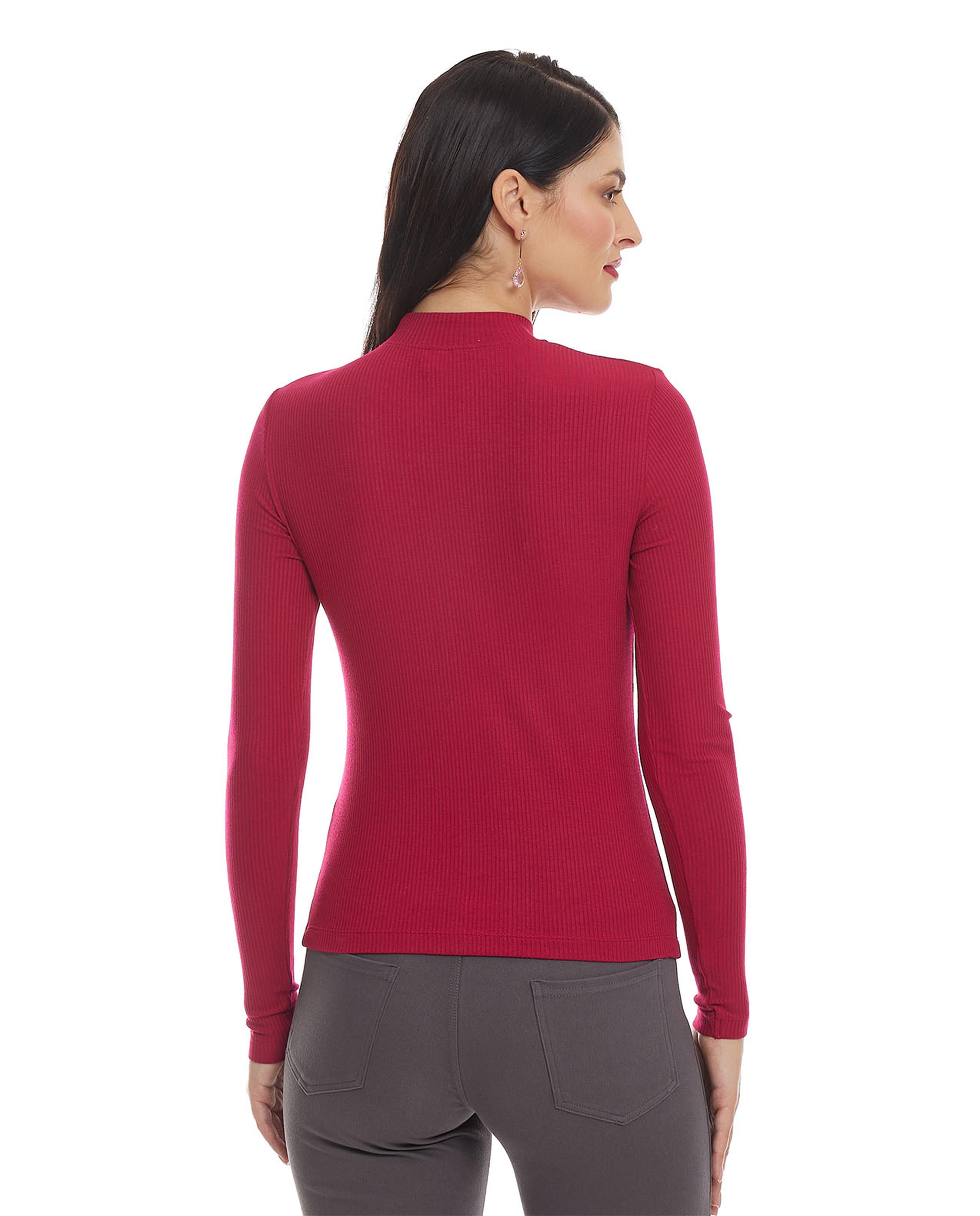 Solid Top with Mock Neck and Long Sleeves