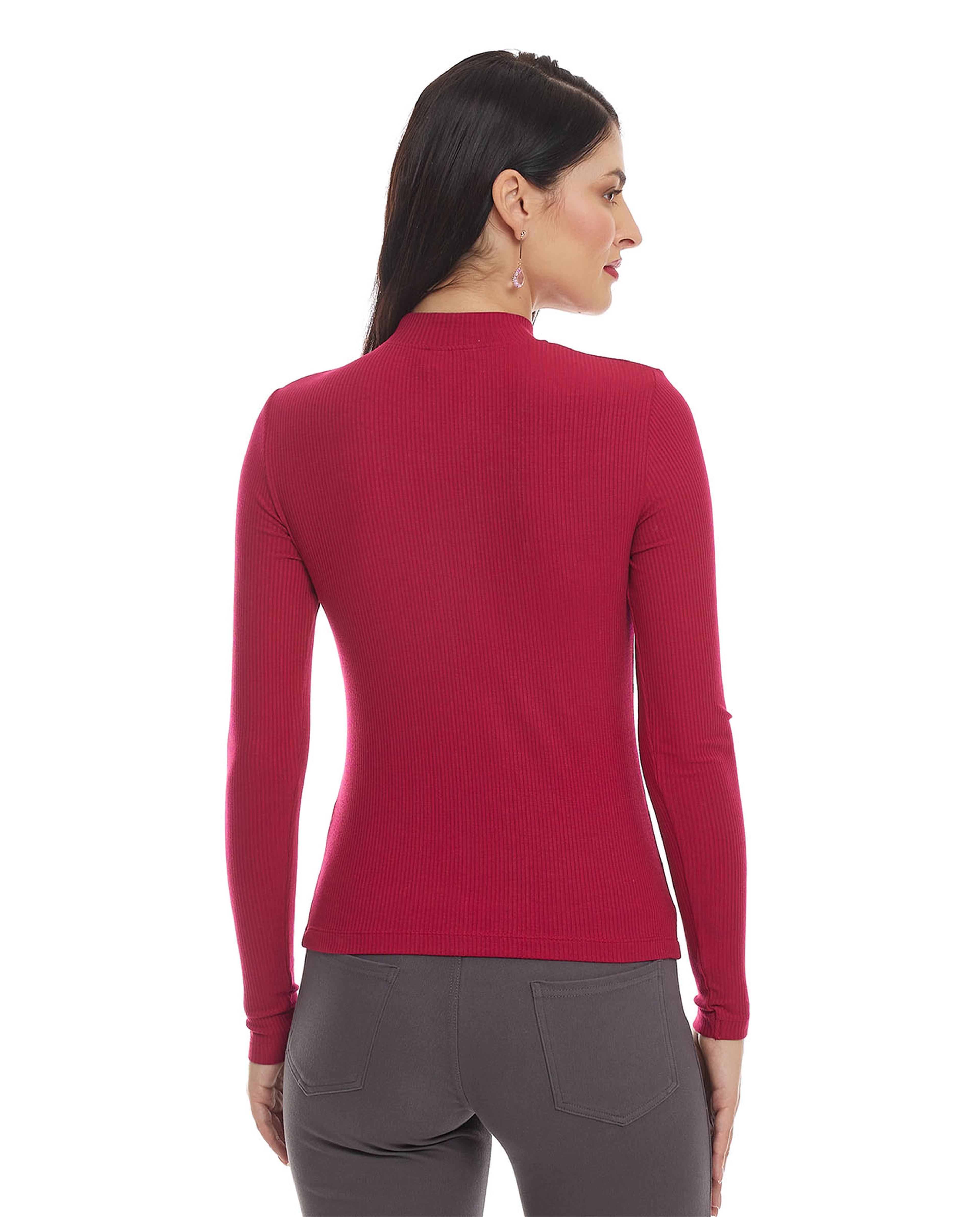 Solid Top with Mock Neck and Long Sleeves