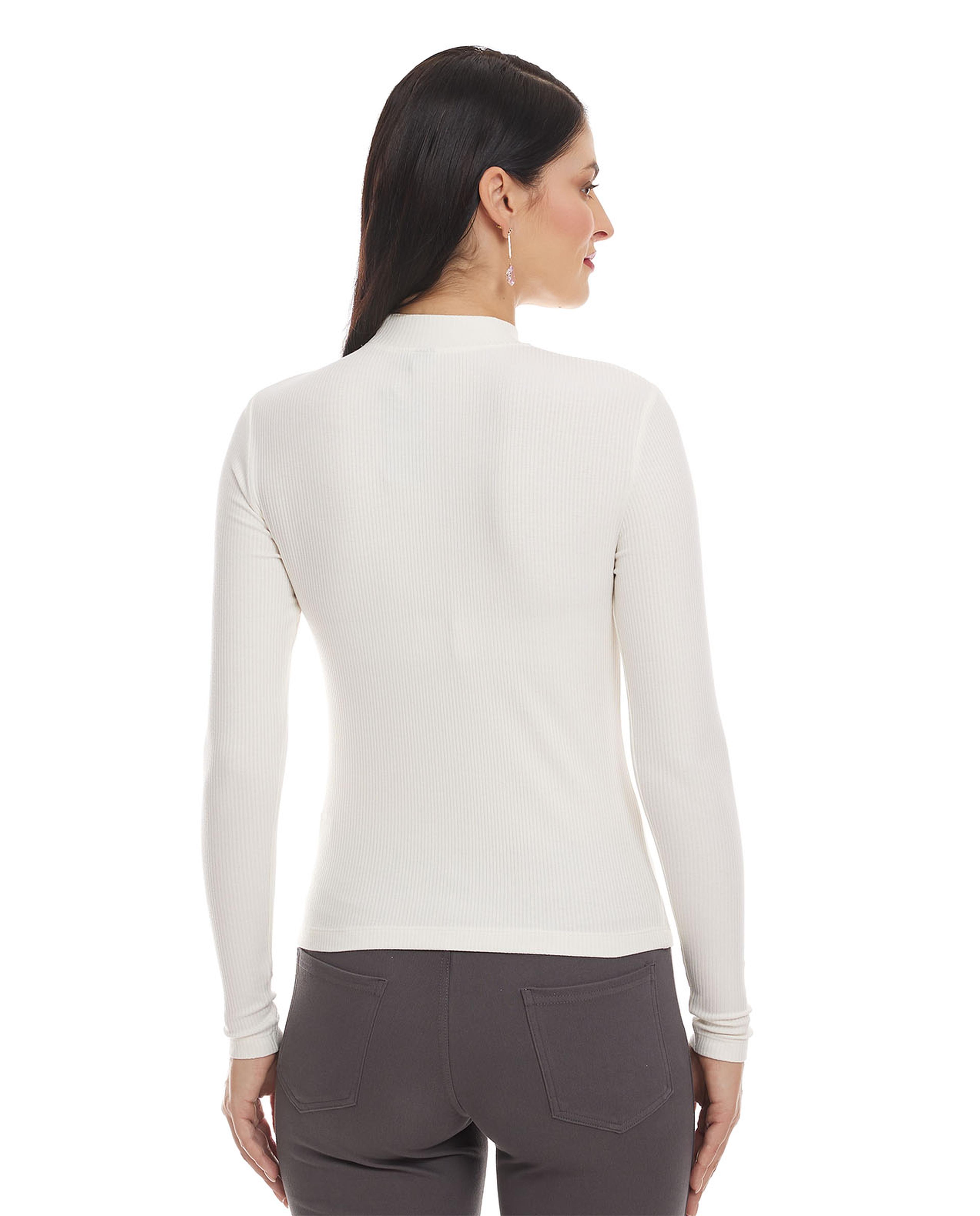 Solid Top with Mock Neck and Long Sleeves