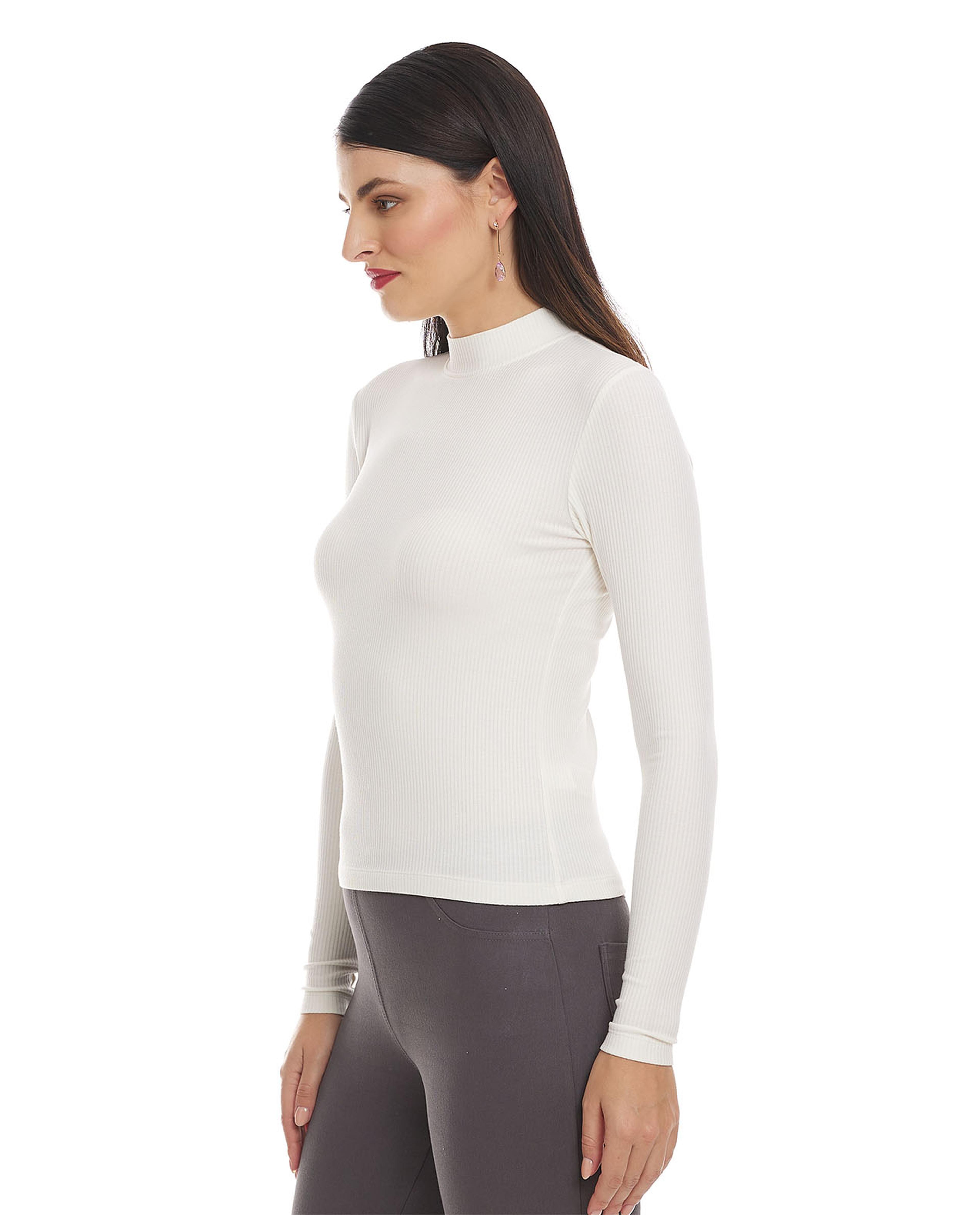 Solid Top with Mock Neck and Long Sleeves