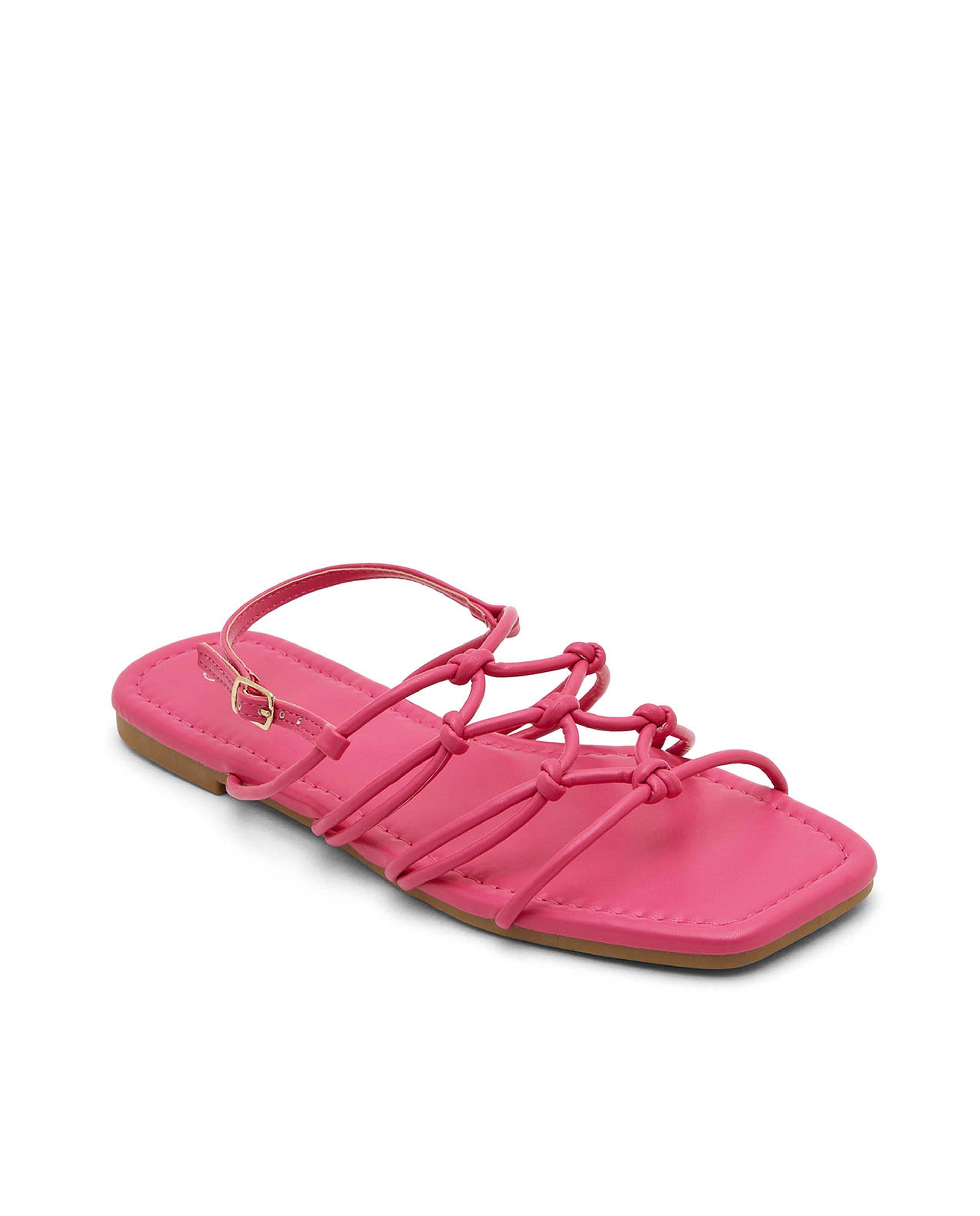 Buy GNIST Hot Pink Tie Up Flat Sandal Online