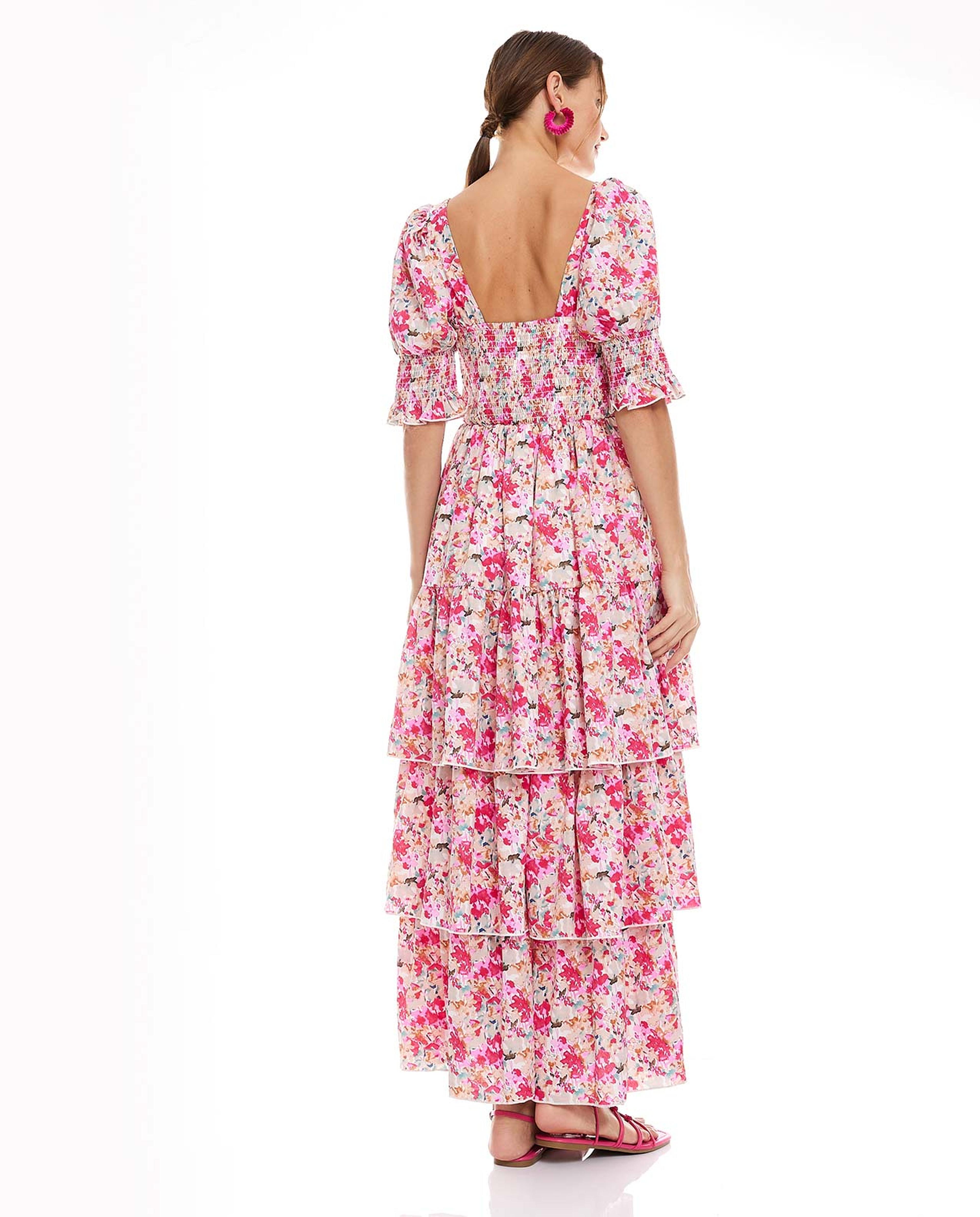Floral Printed Maxi Dress with Sweetheart Neck and Puff Sleeves