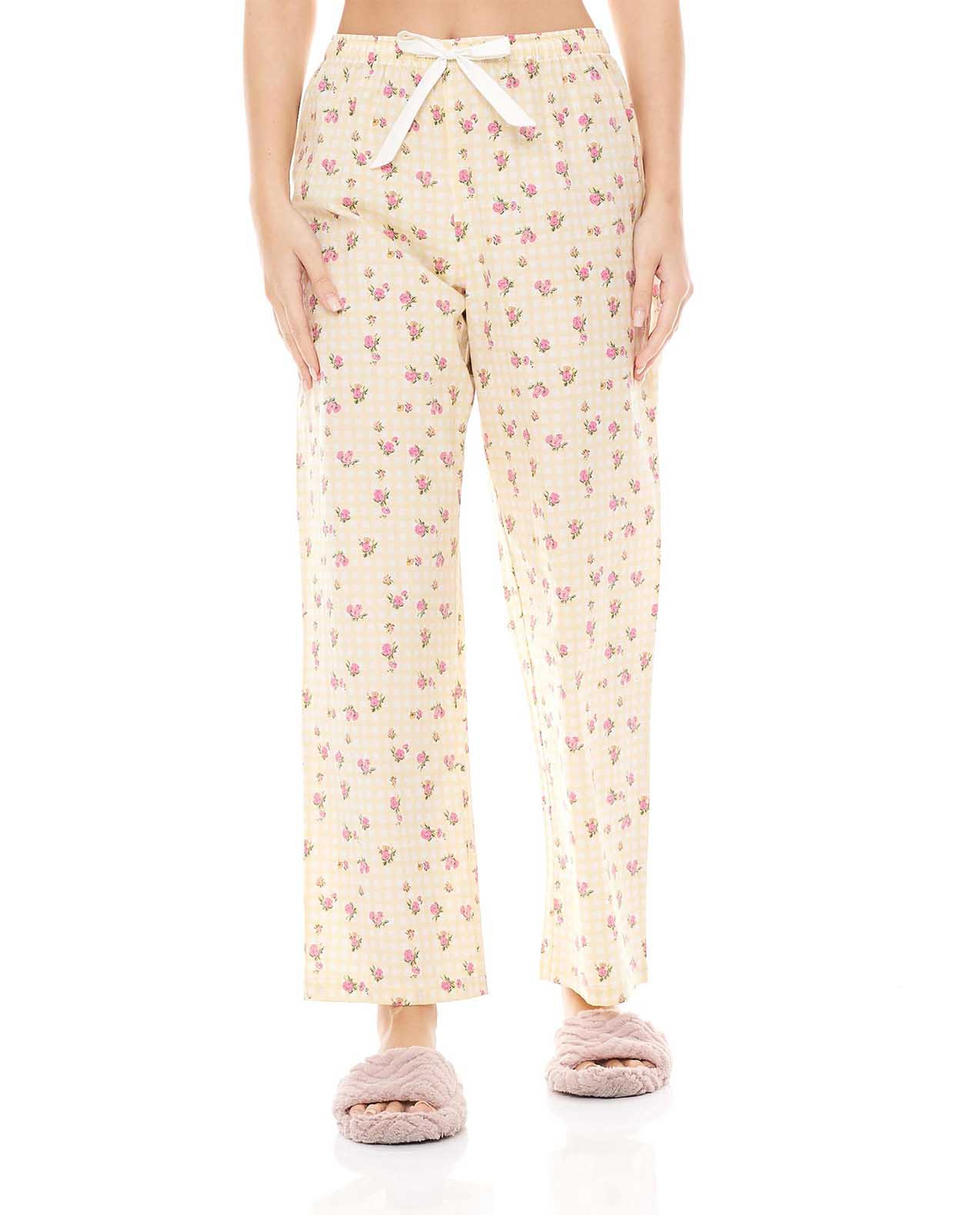 Printed Sleep Bottoms with Drawstring Waist