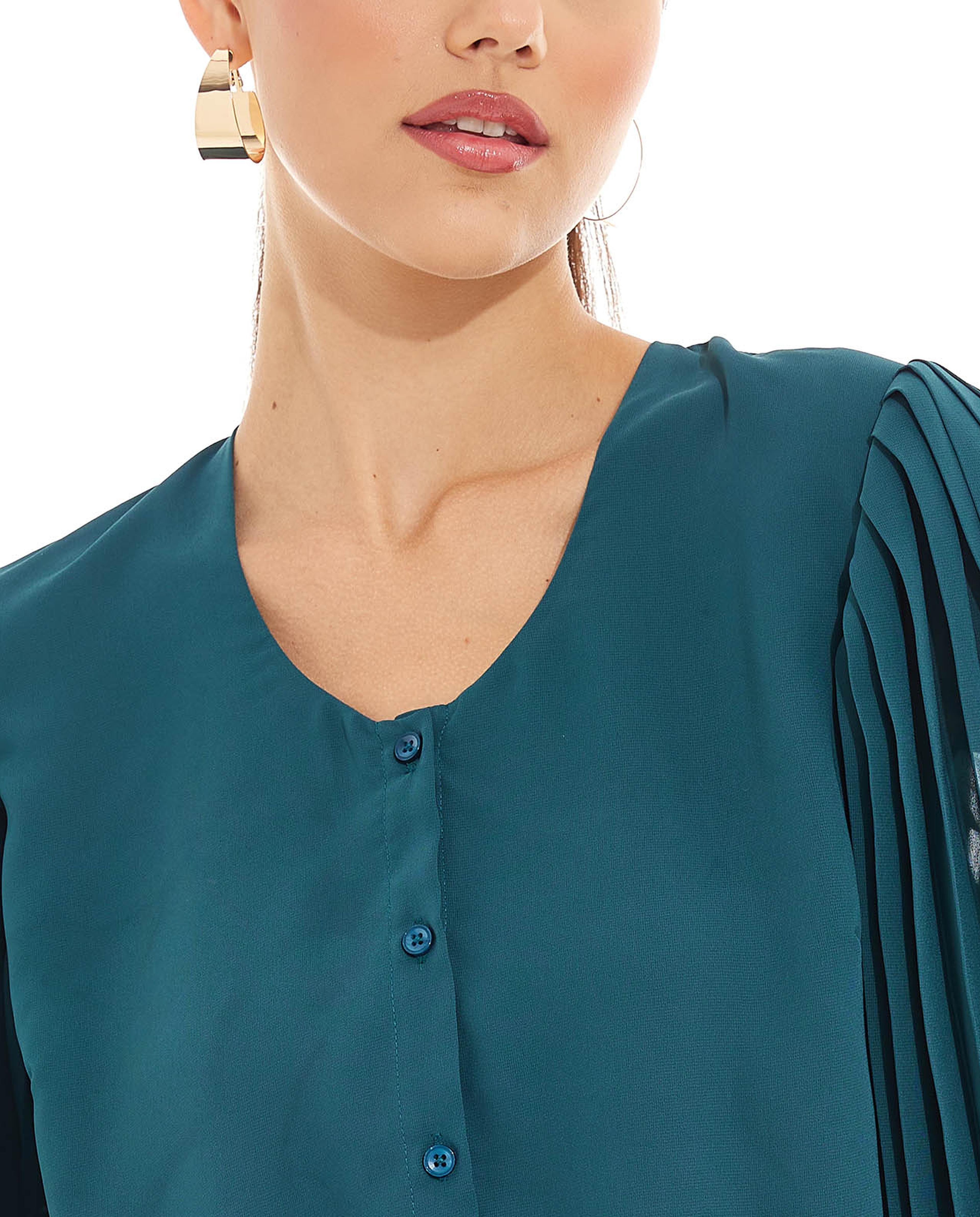 Solid Top with Bell Sleeves and Tie-Up Waist