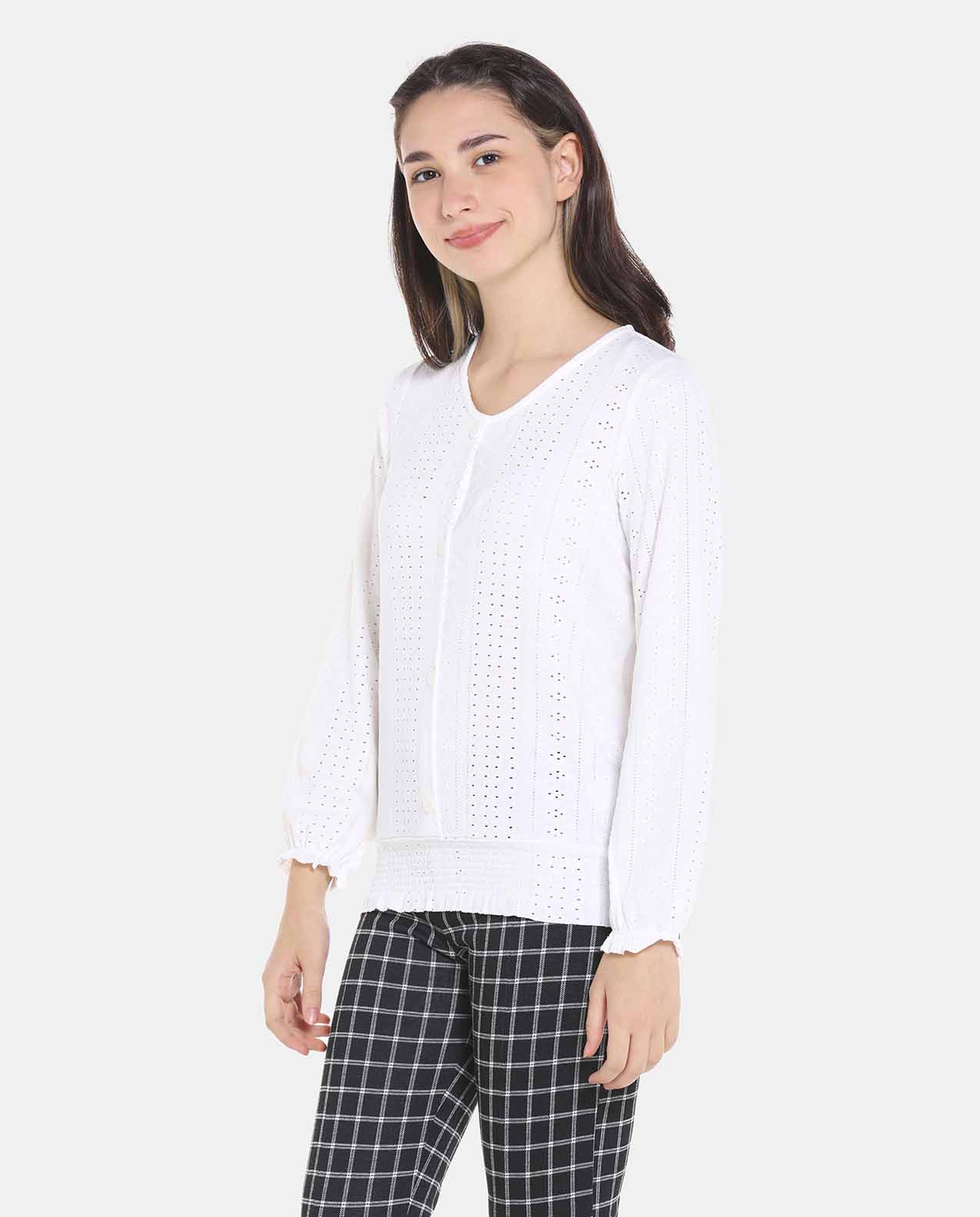 White Knitted Fashion Top