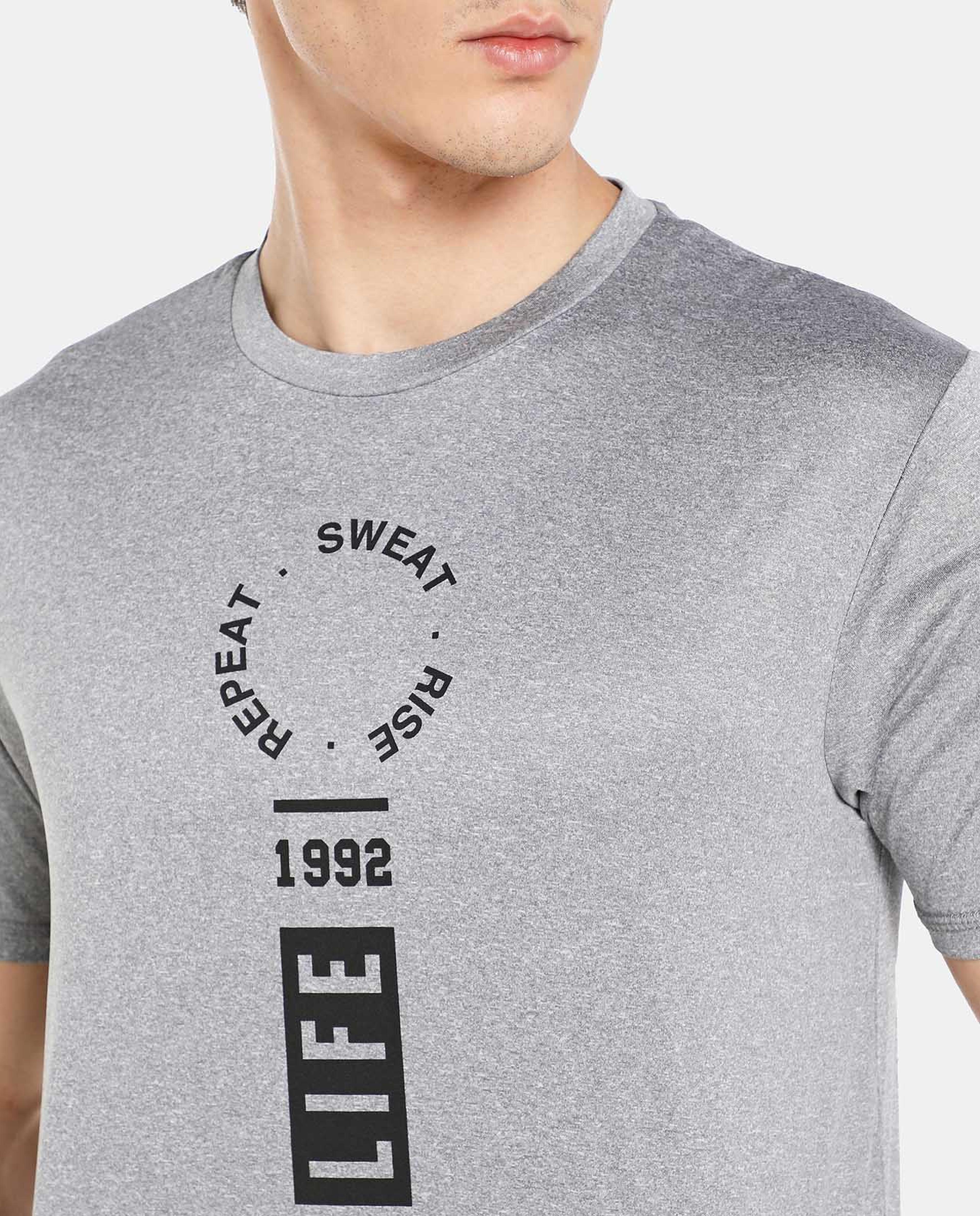 Grey Polyester Graphic Tee
