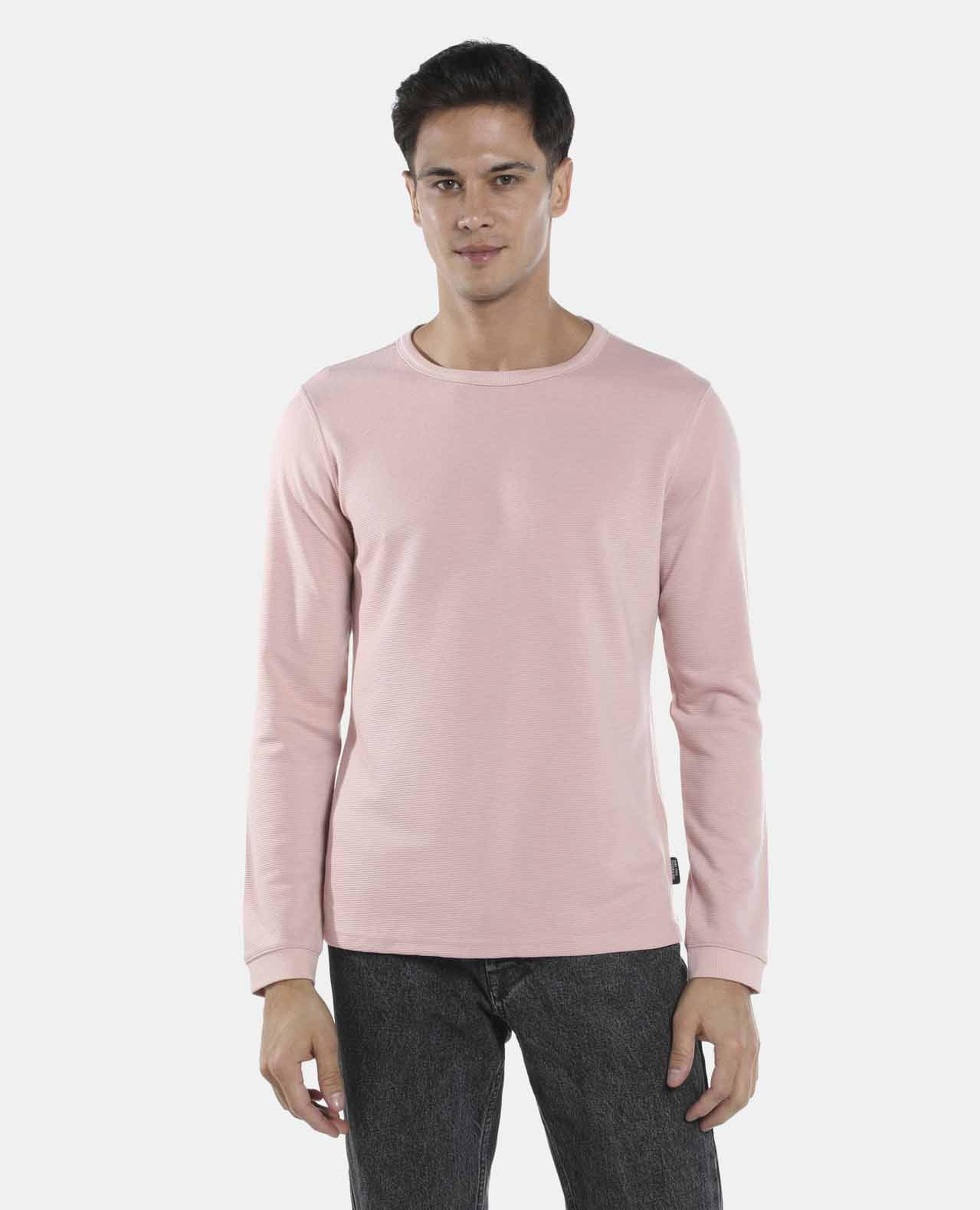 Pink Polyester Casual Tee