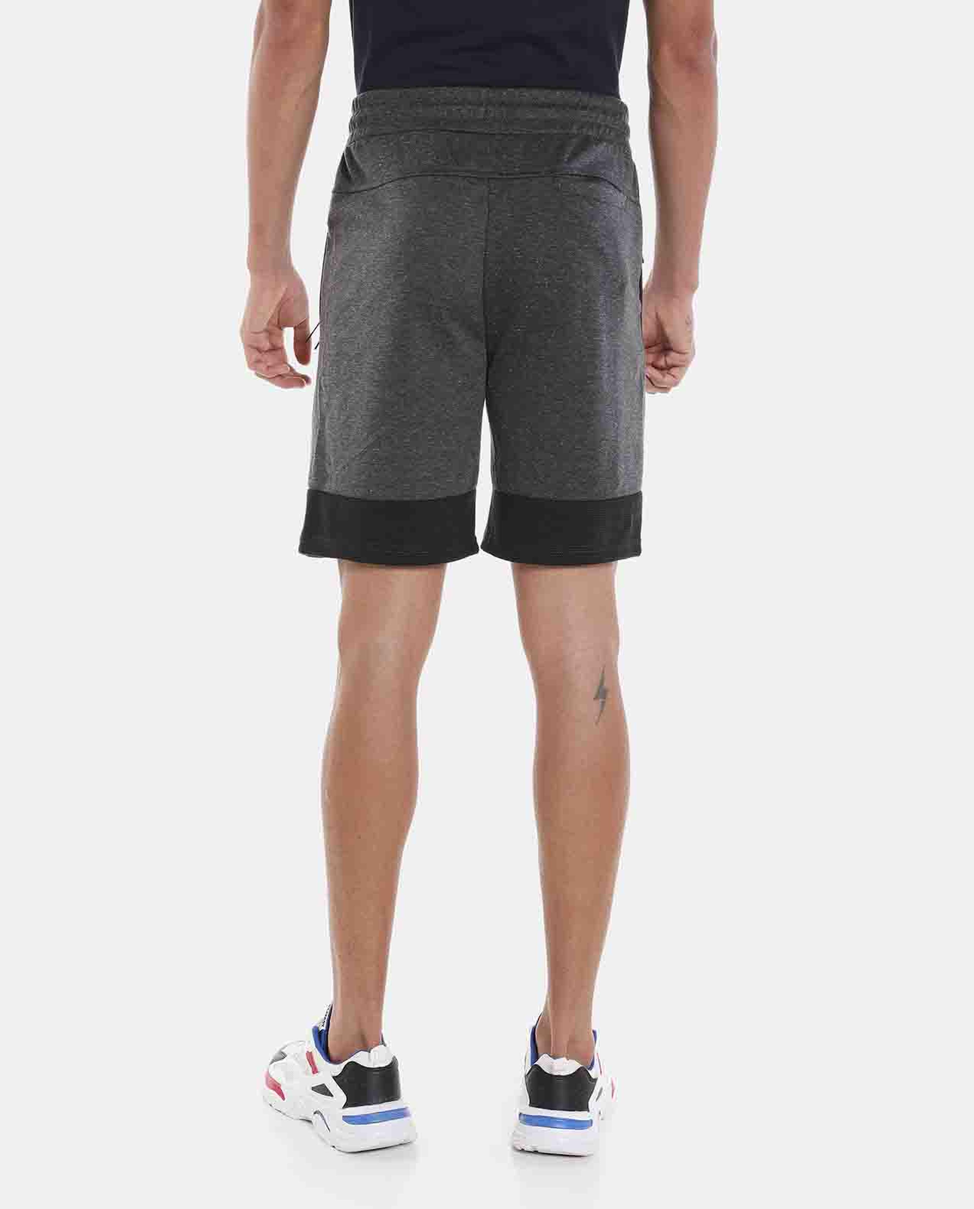 Anthra Melange Solid Design Knit Shorts