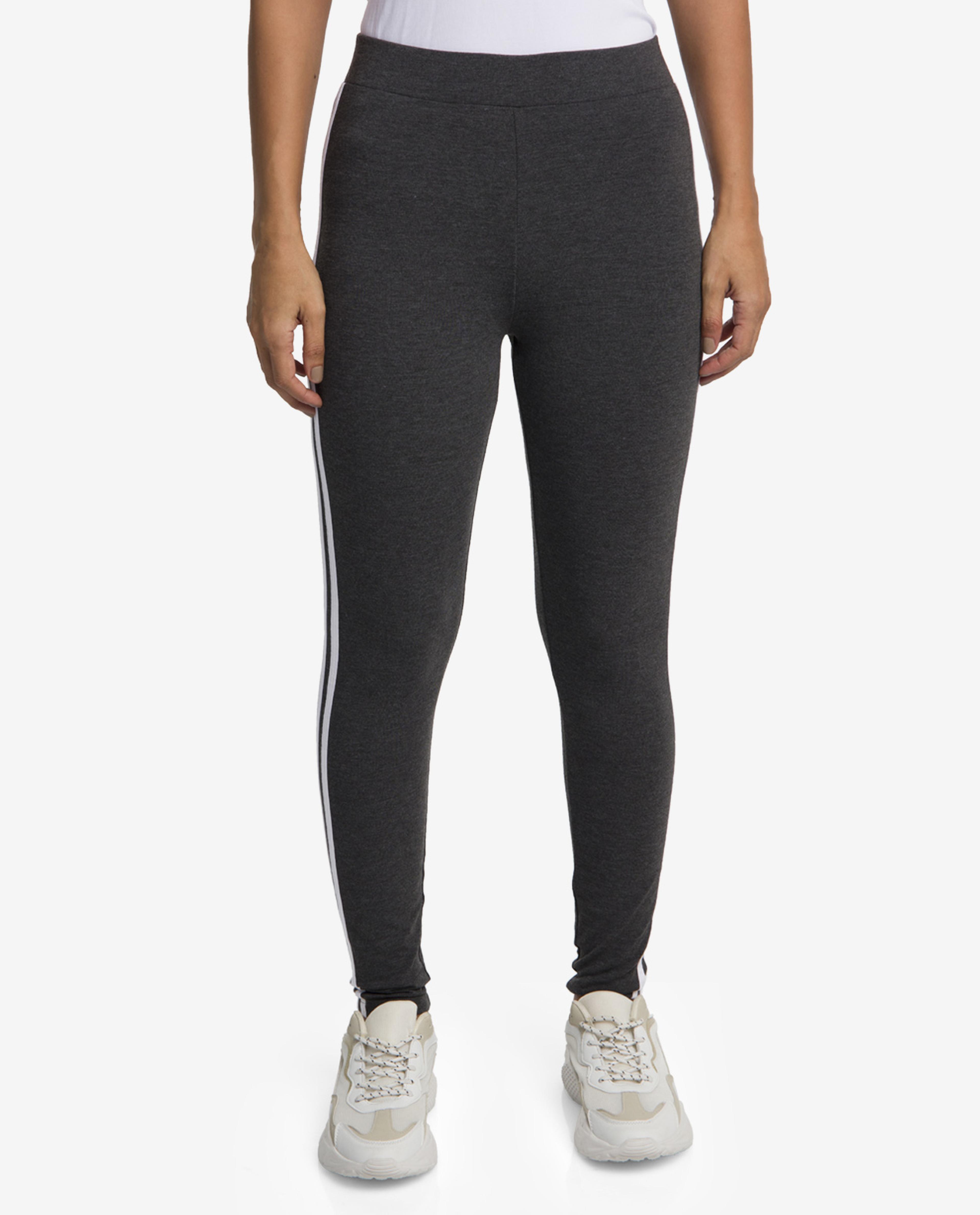 Grey Side-Striped Leggings