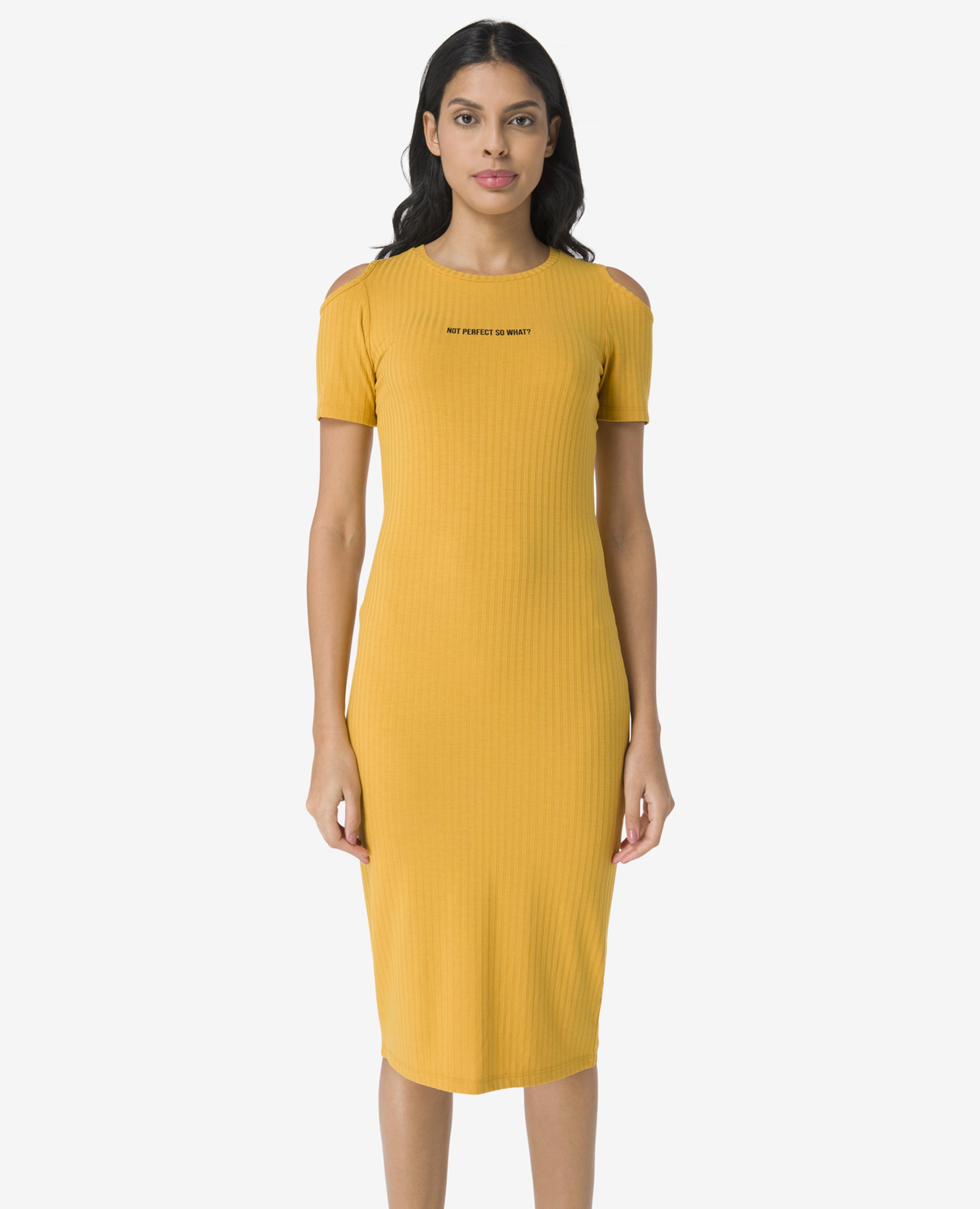 Yellow Young Knit Short Dress