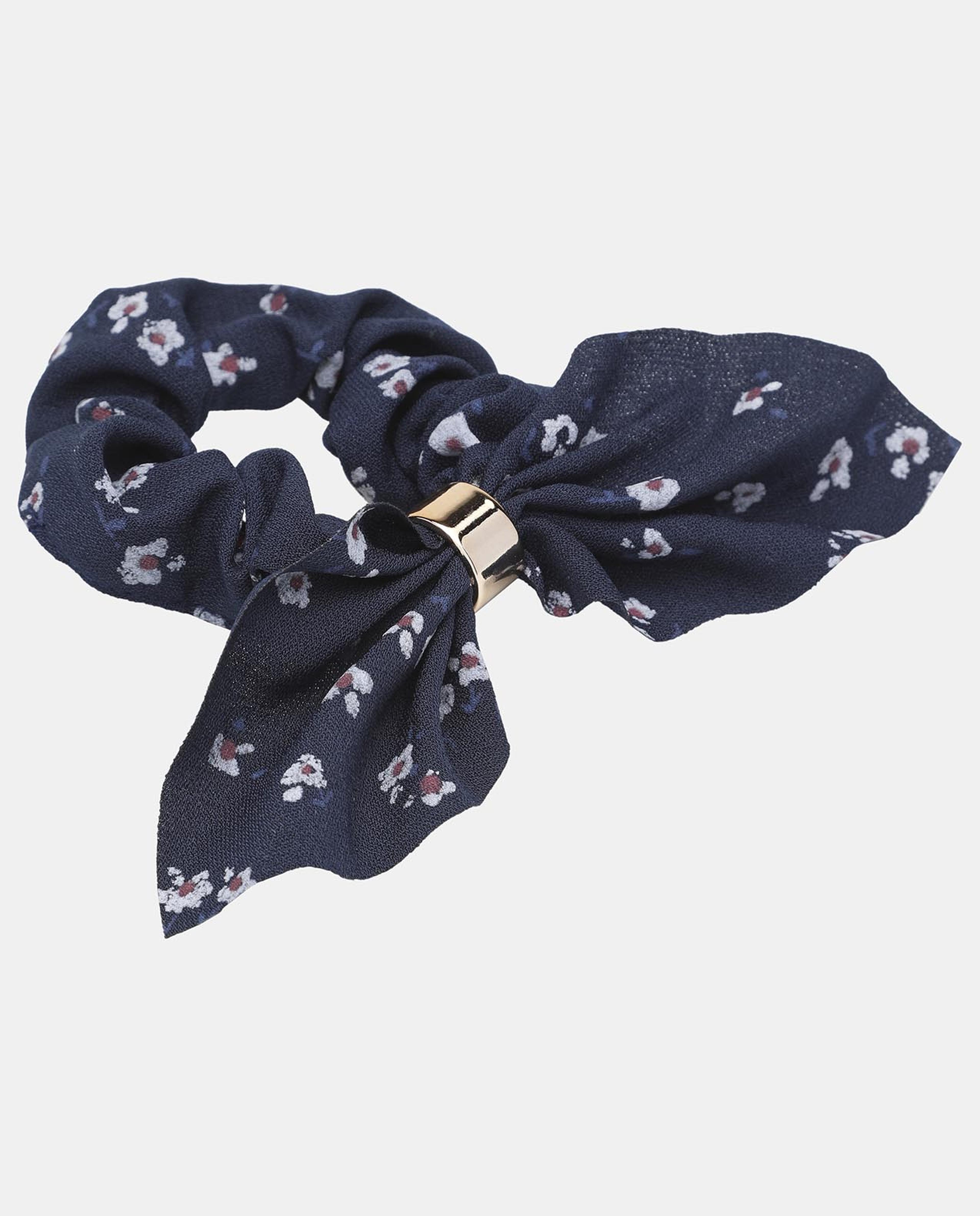 Navy Pattern Hair Scrunch Rubber band