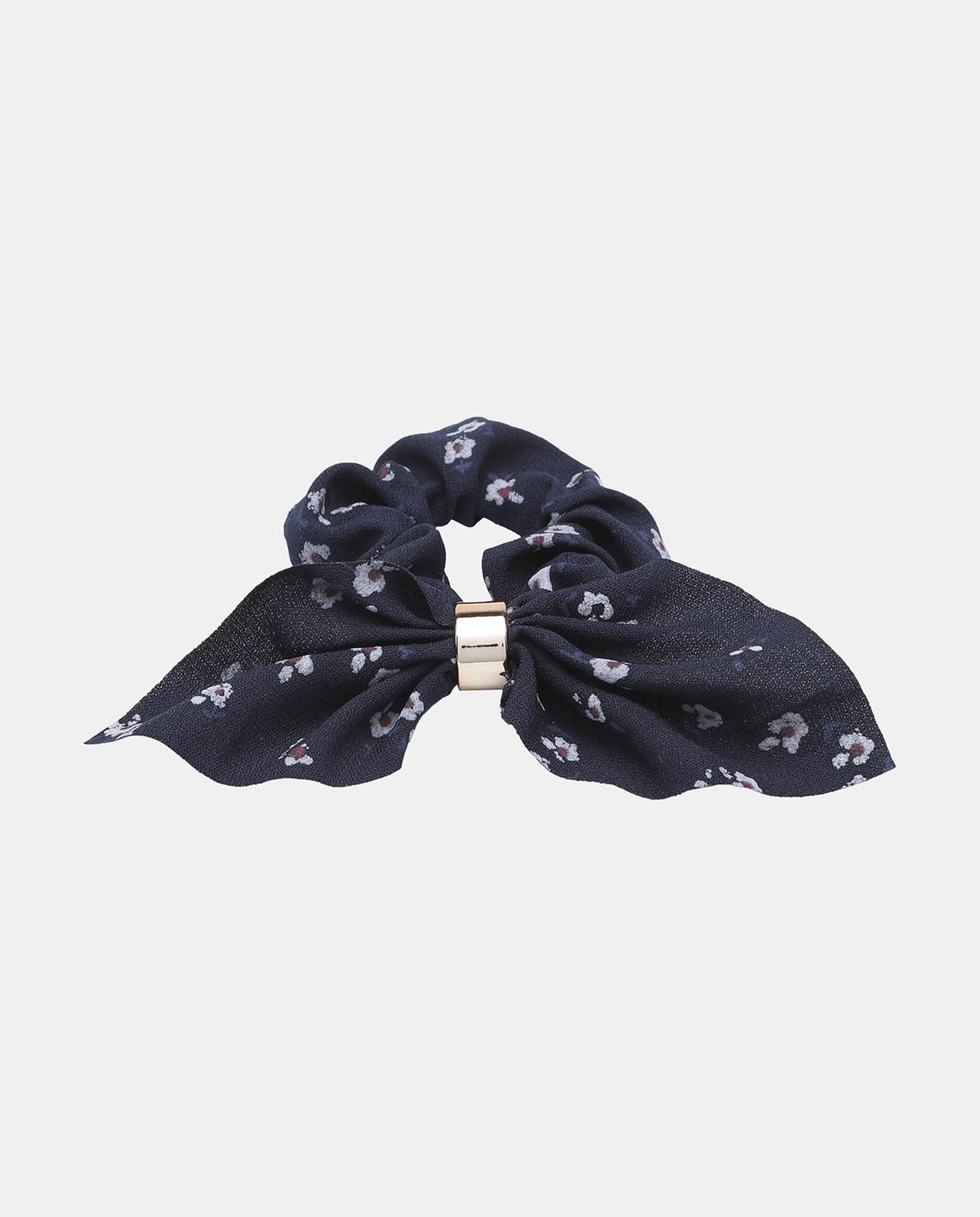 Navy Pattern Hair Scrunch Rubber band
