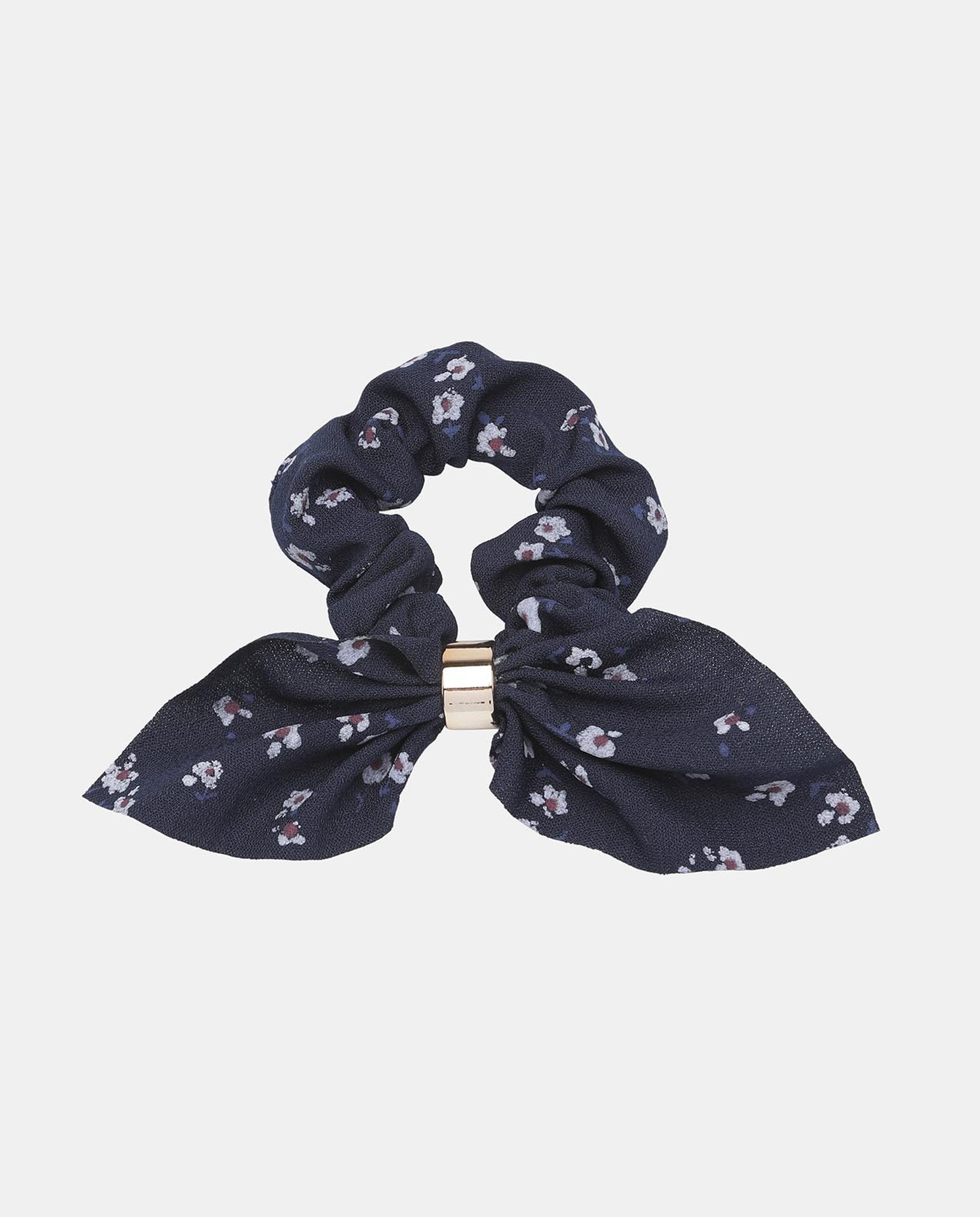 Navy Pattern Hair Scrunch Rubber band