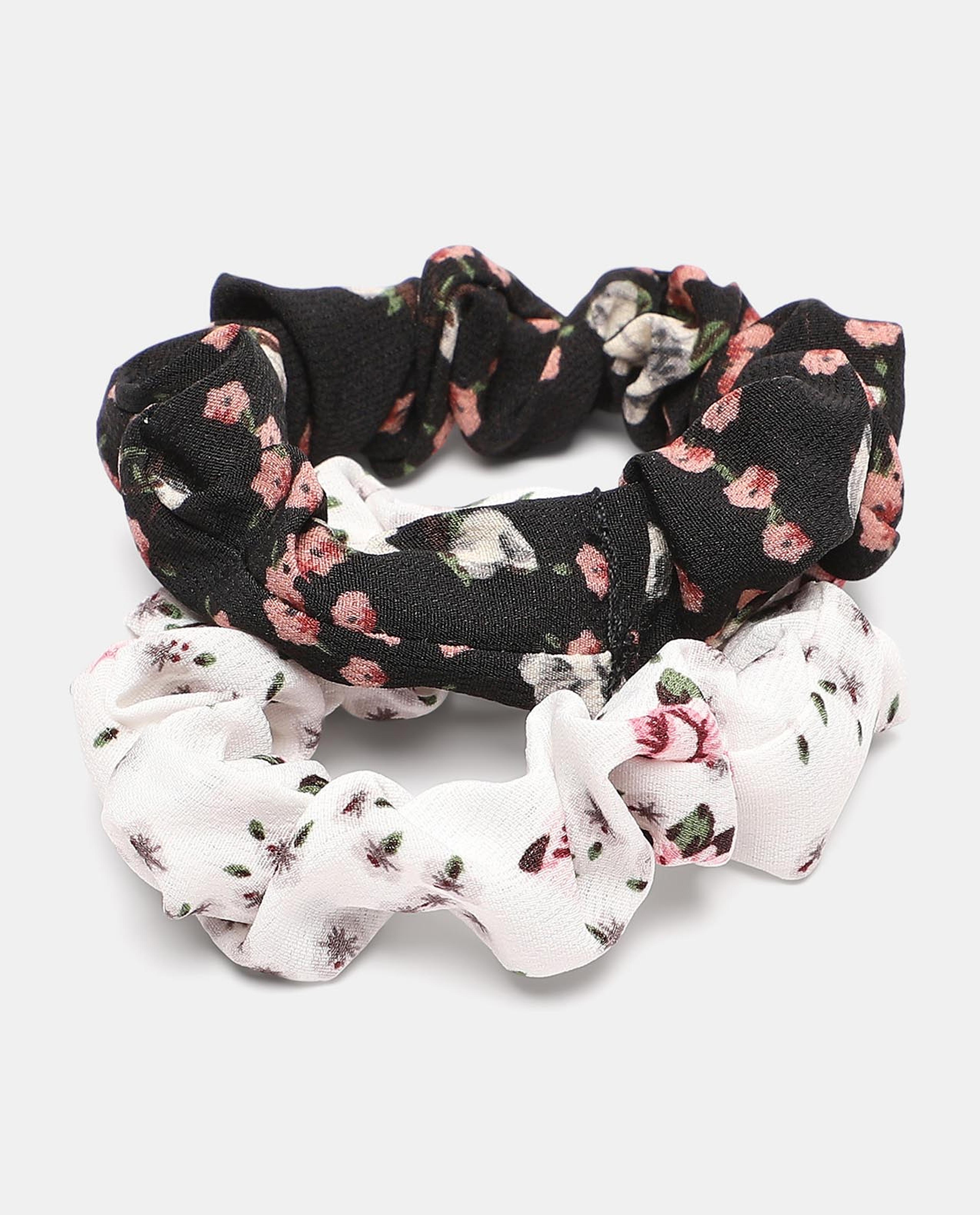 Multi-Colored Retro Floral Scrunchie Set of 4