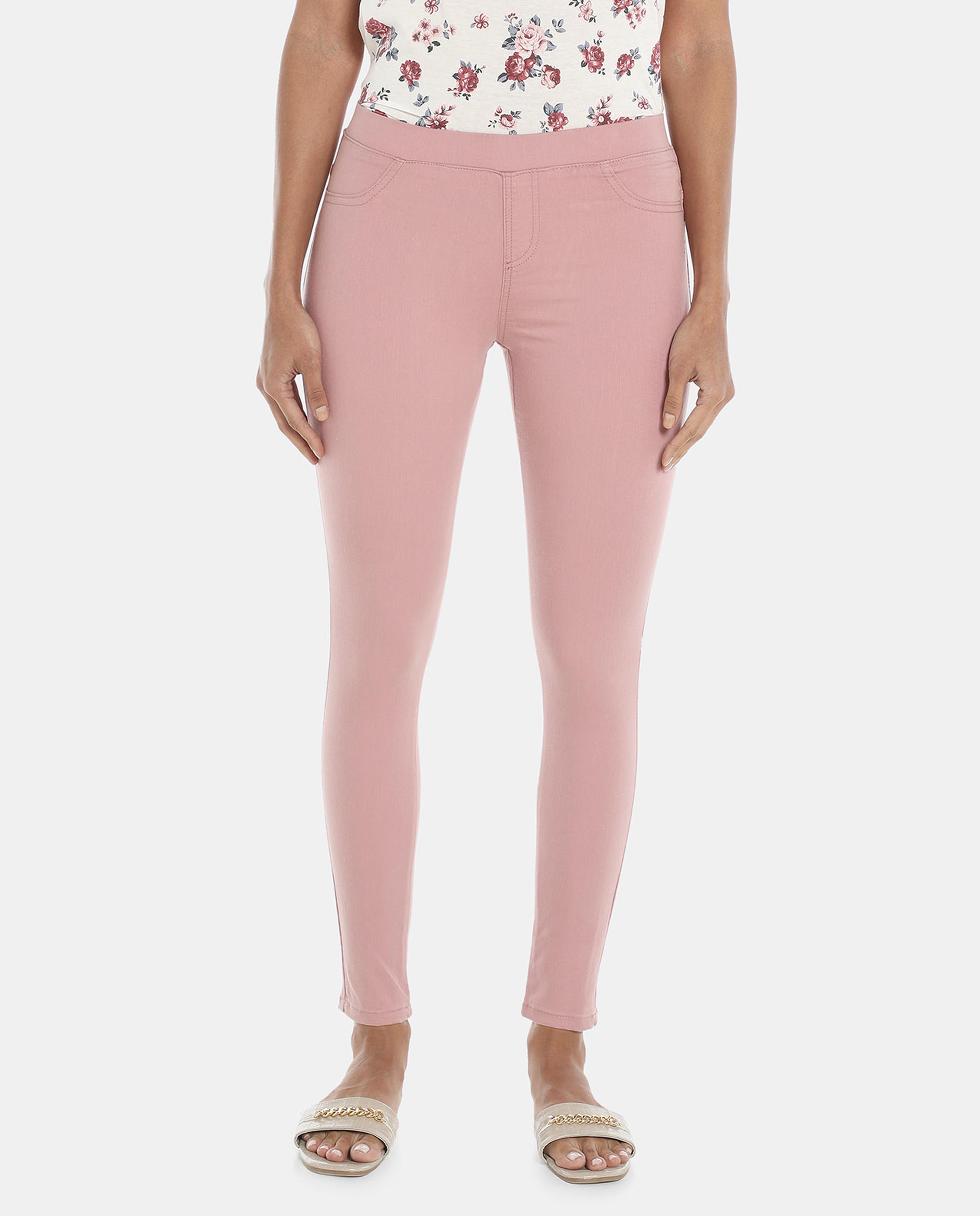 Dusty Pink High Rise Skinny Fit Jeggings