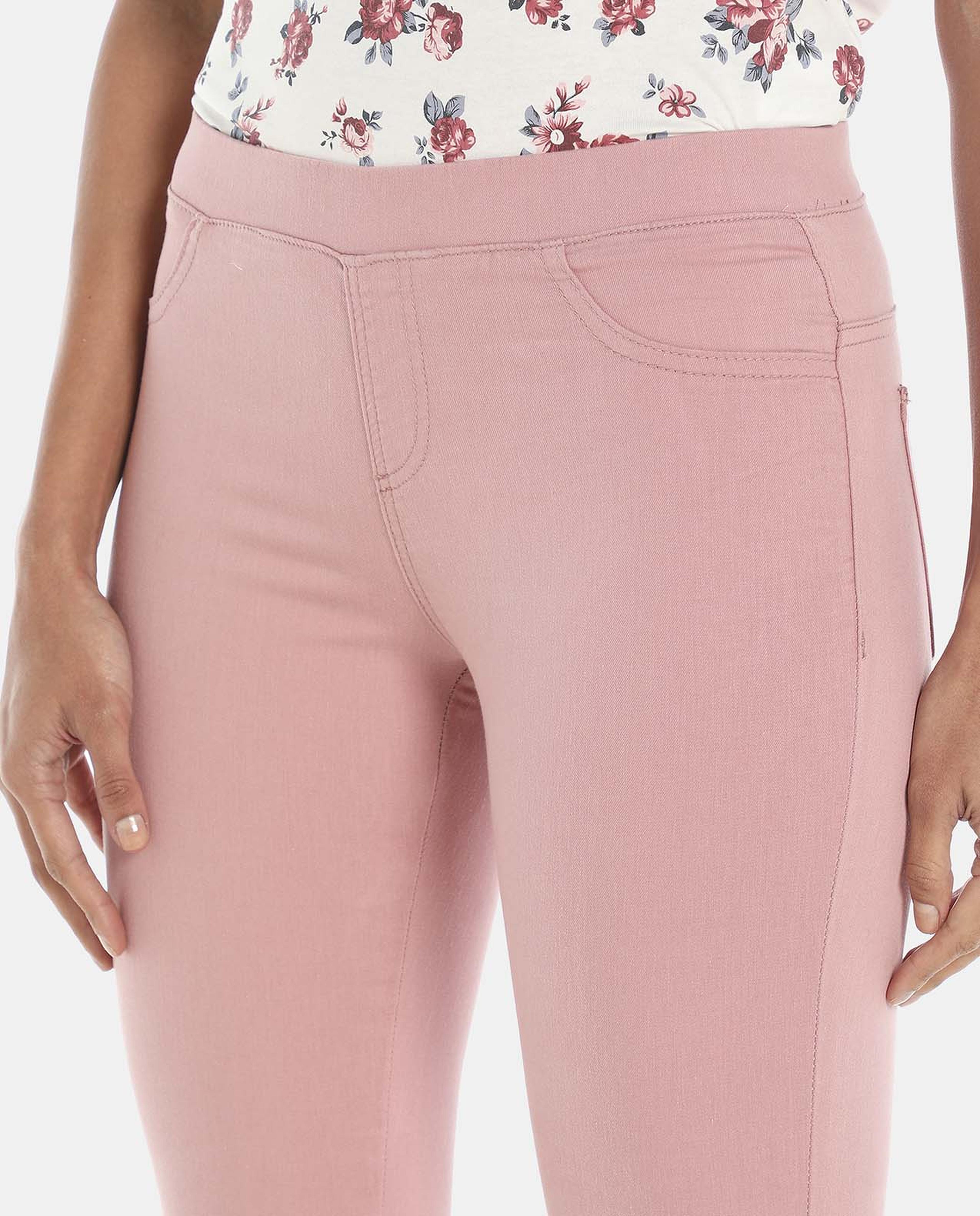 Dusty Pink High Rise Skinny Fit Jeggings