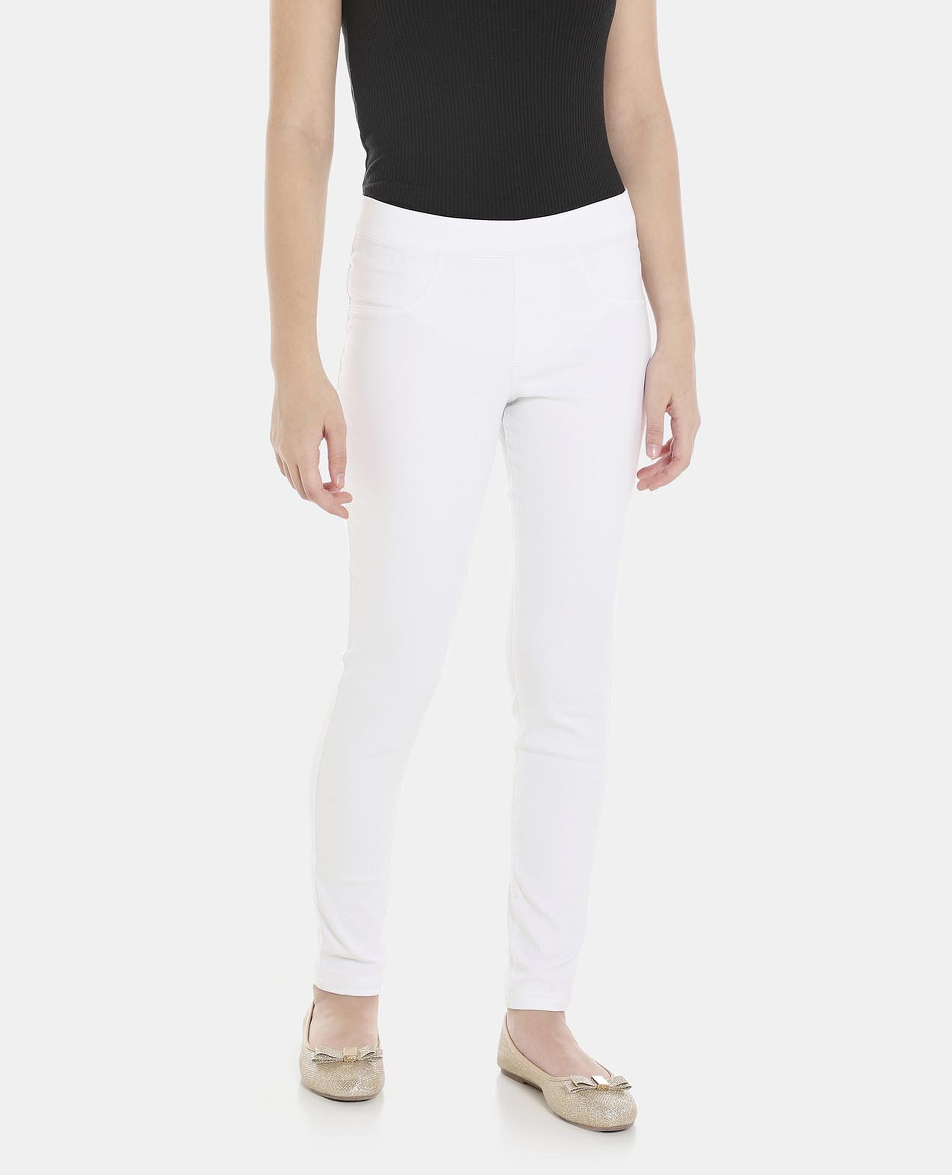 White Cotton Pull-On Woven Pant
