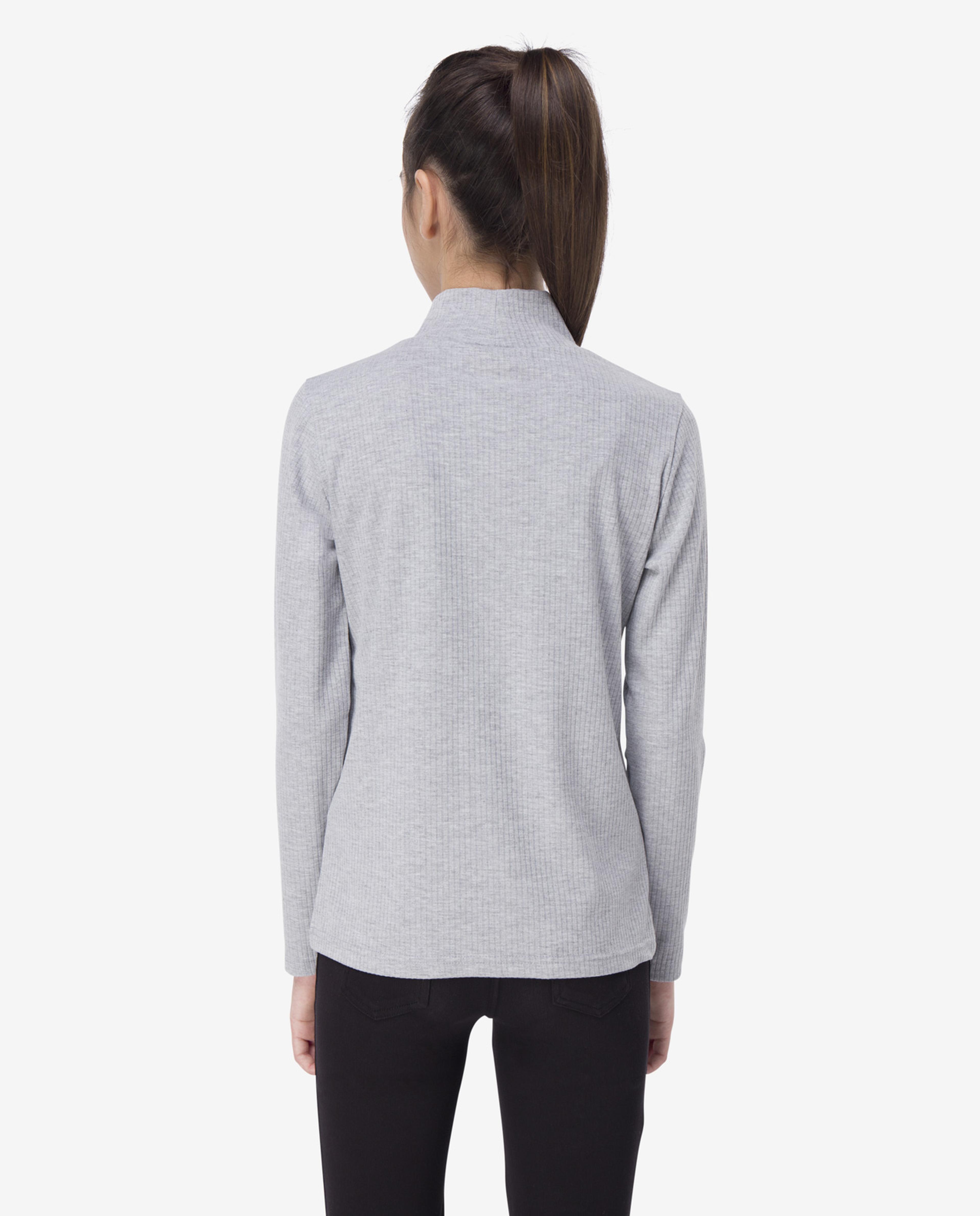 Grey Printed Turtle Neck T-Shirt