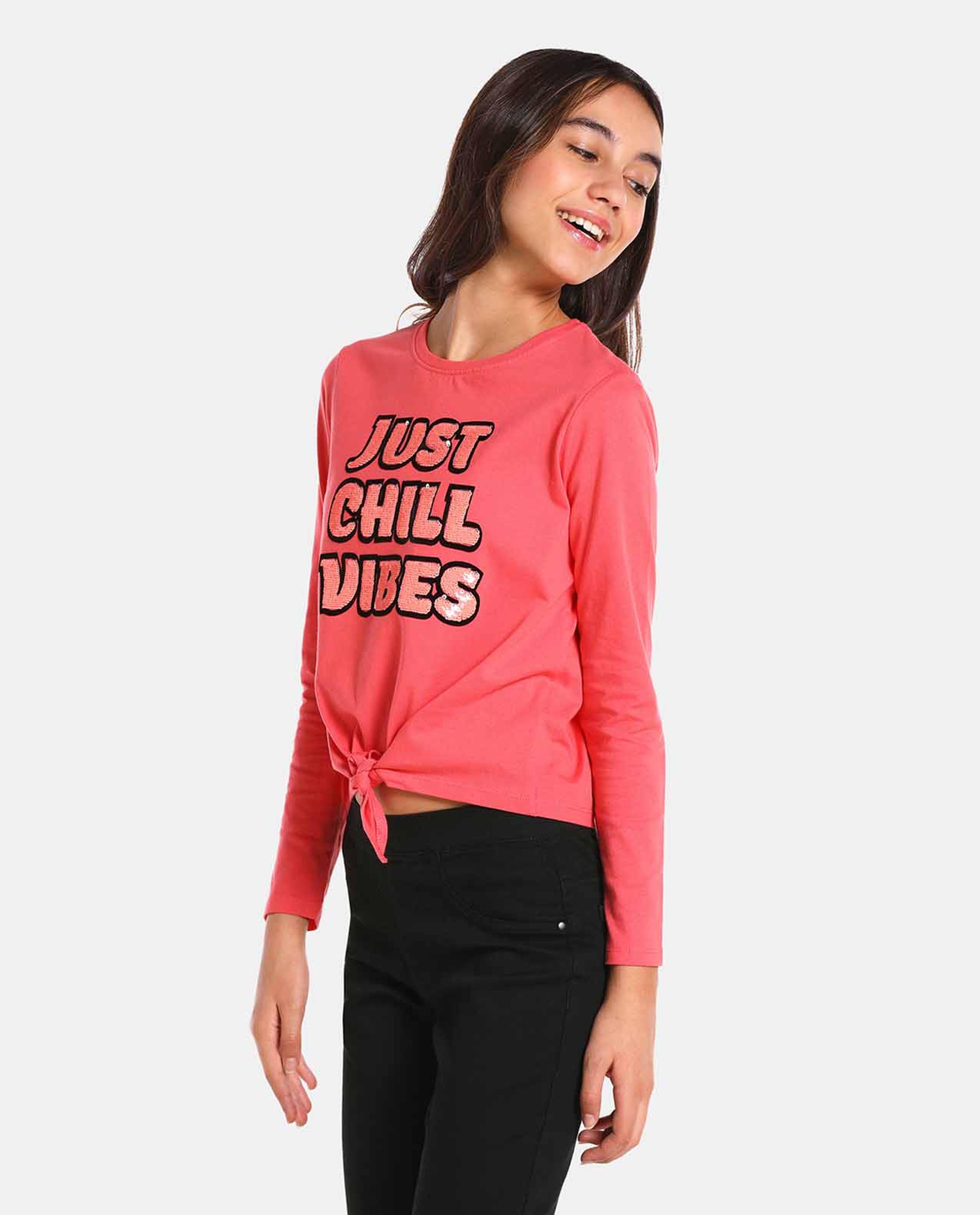 Orange Cotton Long Sleeve Tee