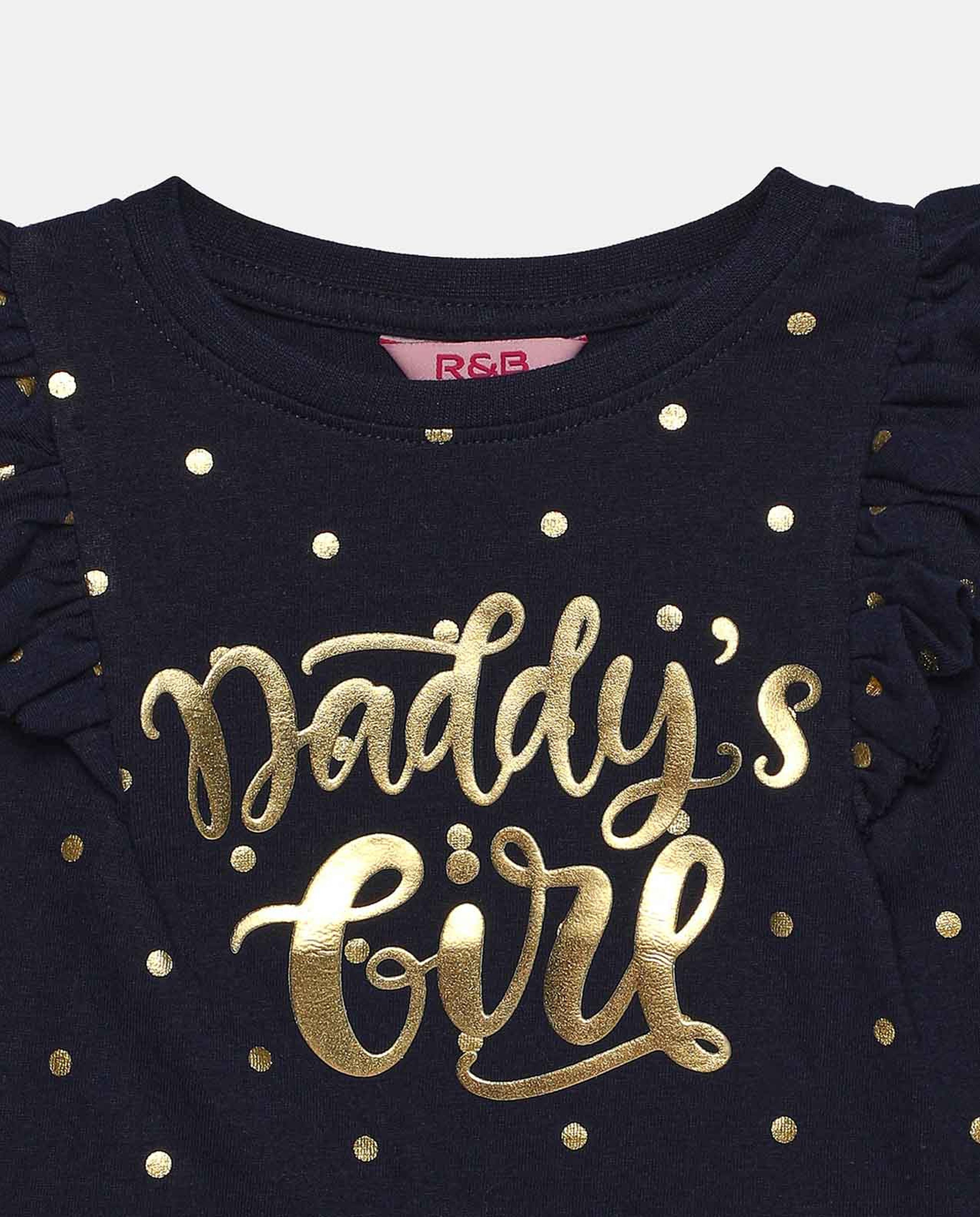 Navy Blue Embellished Fashion T-Shirt