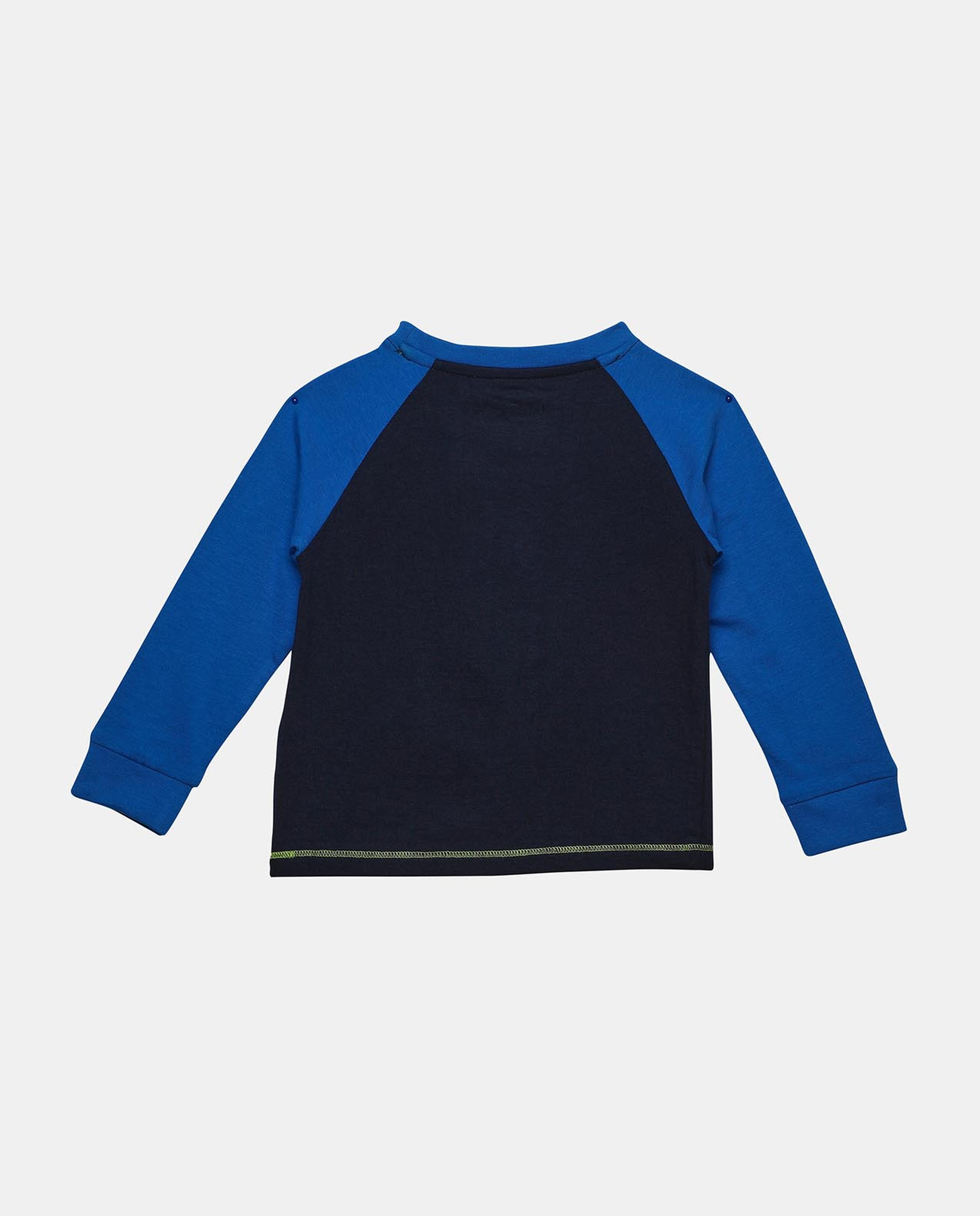 Navy Blue Long Sleeve Fashion T-Shirt