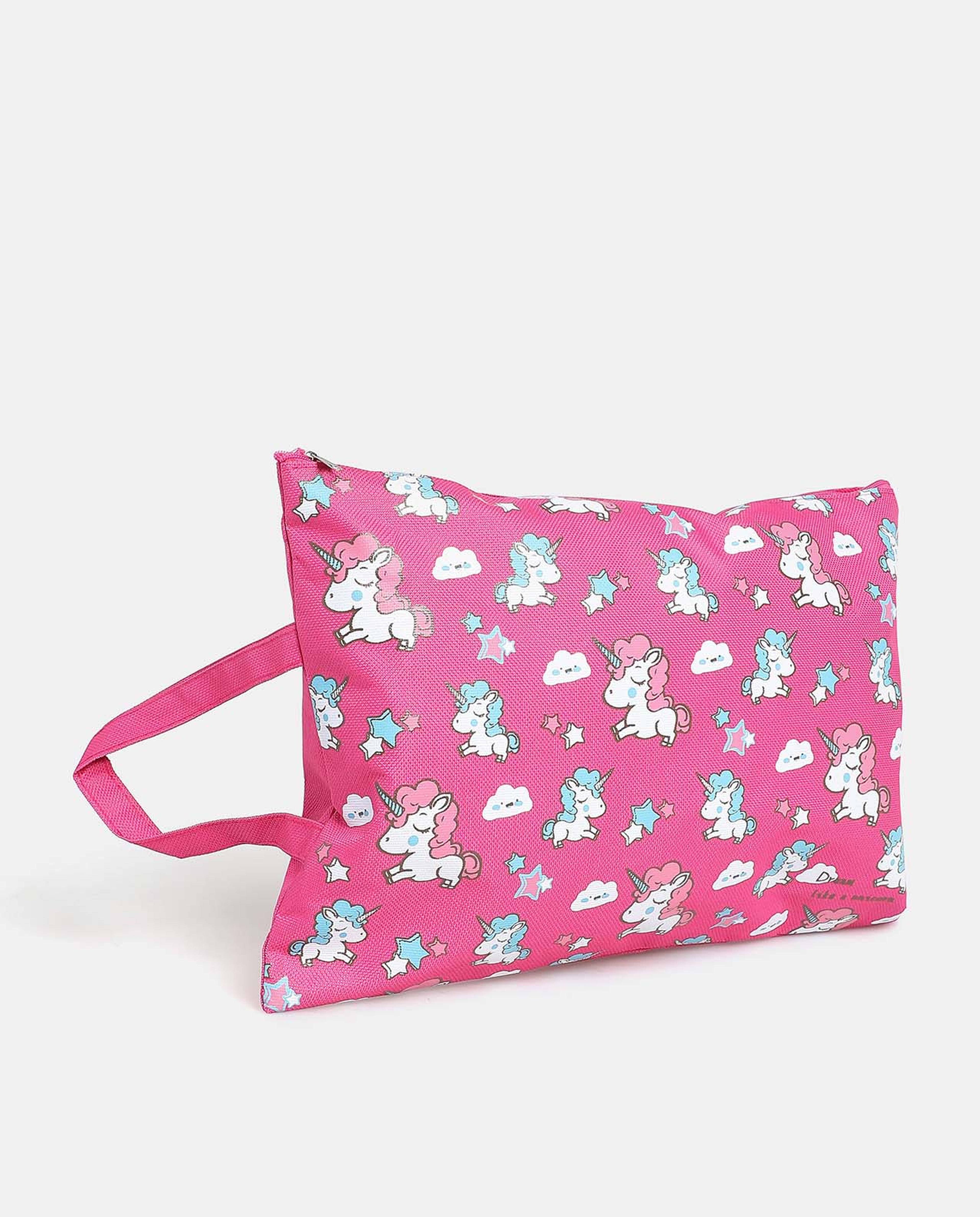 R&B Pink Unicorn Printed Clutch Bag